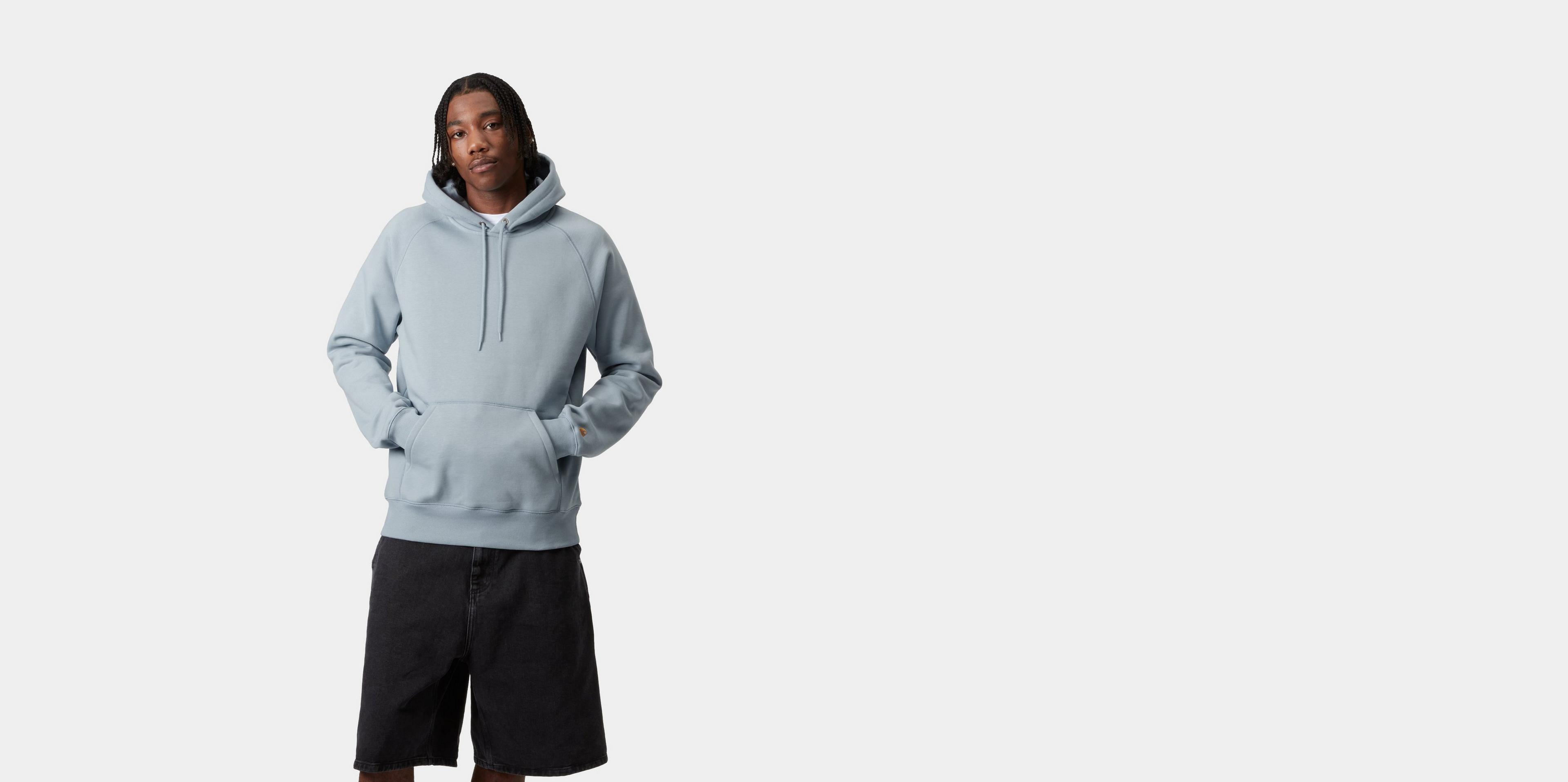 Carhartt WIP Hooded Chase Sweatshirt, Frosted Blue / Gold