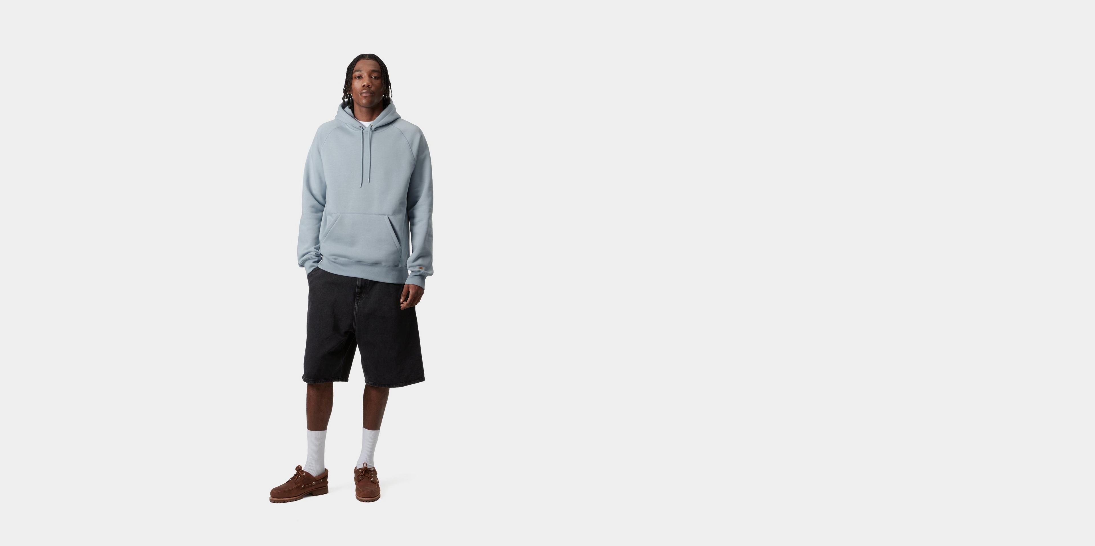 Carhartt WIP Hooded Chase Sweatshirt, Frosted Blue / Gold