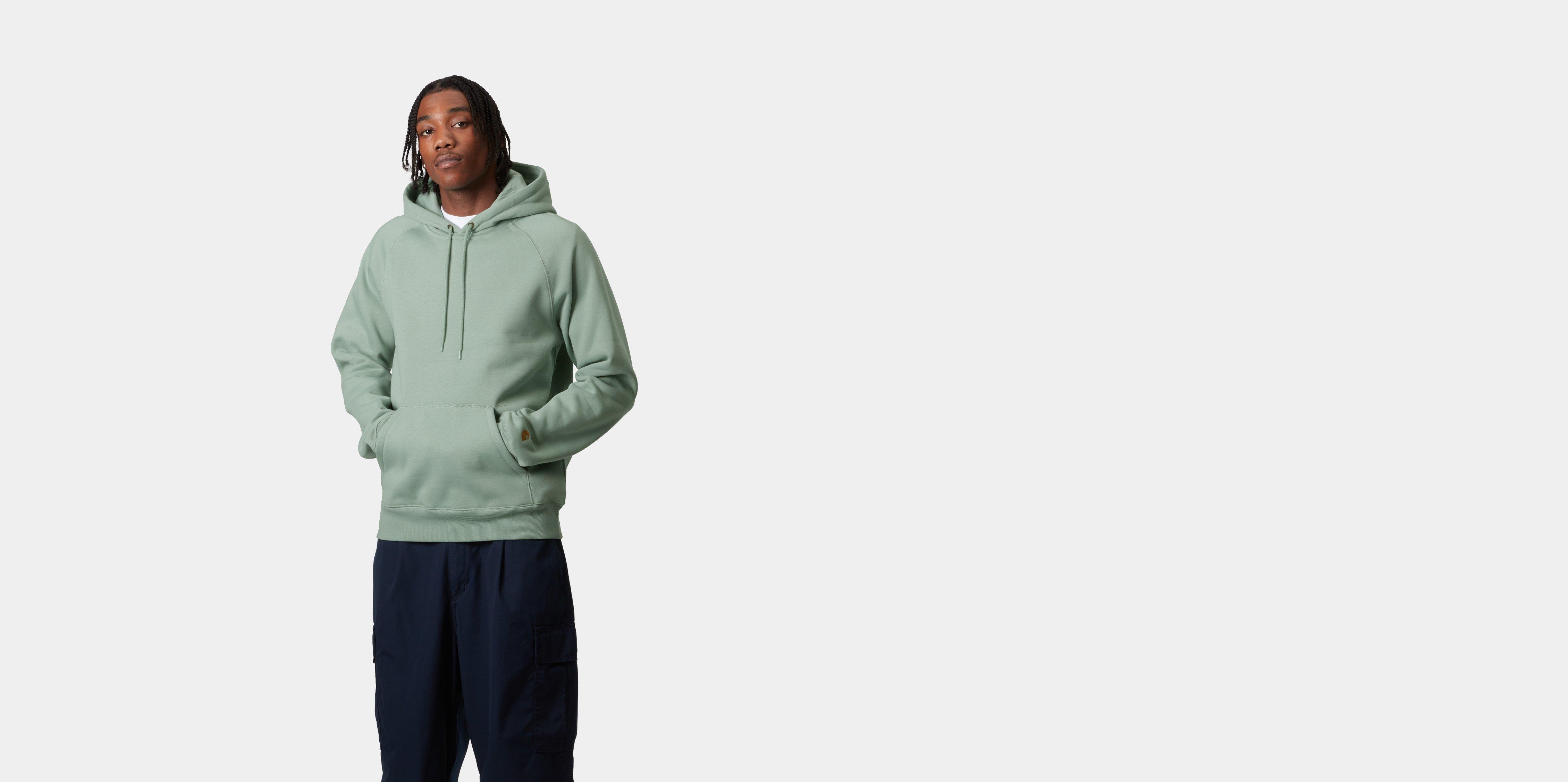 Carhartt WIP Hooded Chase Sweatshirt, Frosted Green / Gold