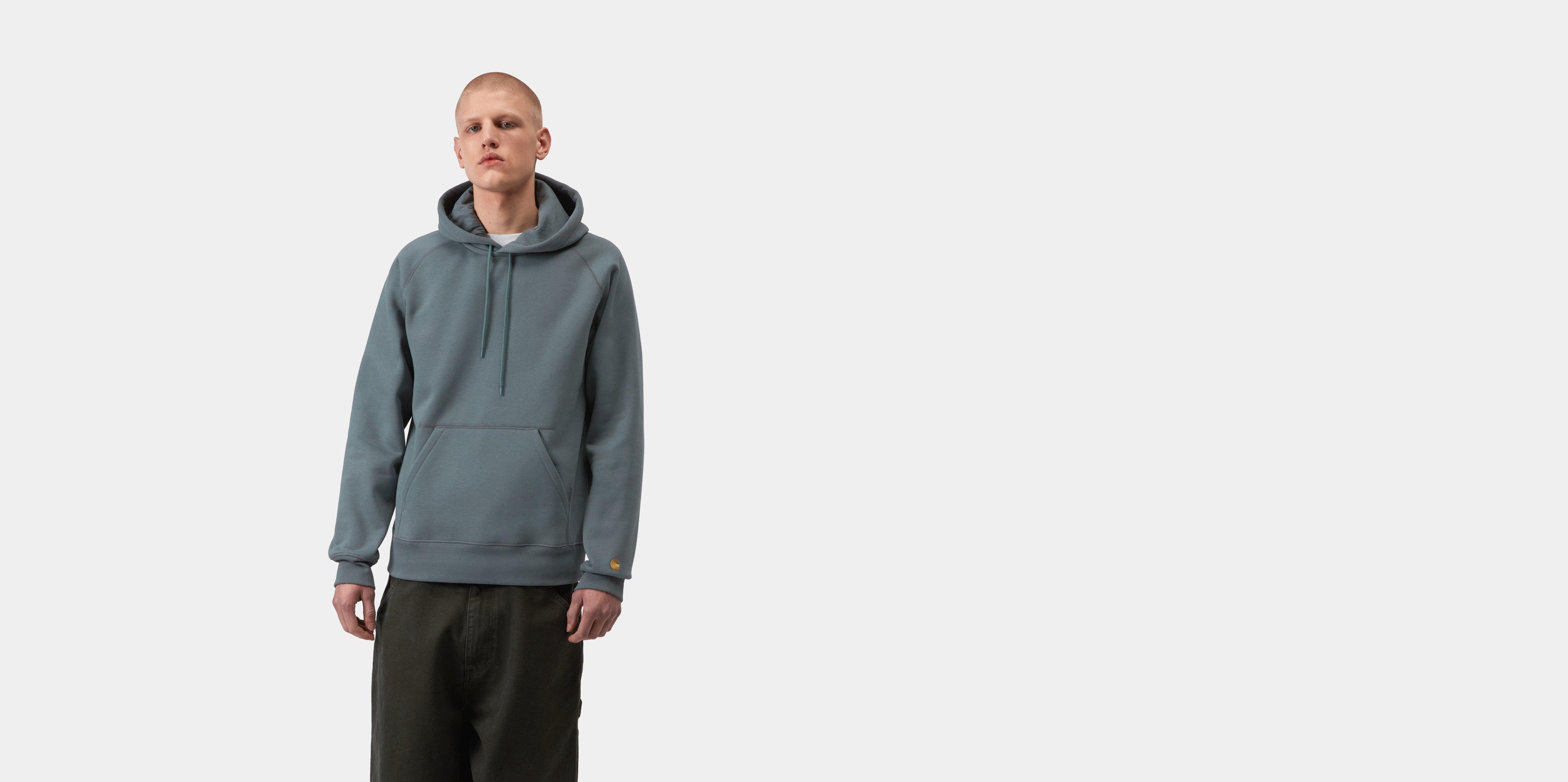 Carhartt WIP Hooded Chase Sweatshirt Cozy Blue / Gold | XS | Men