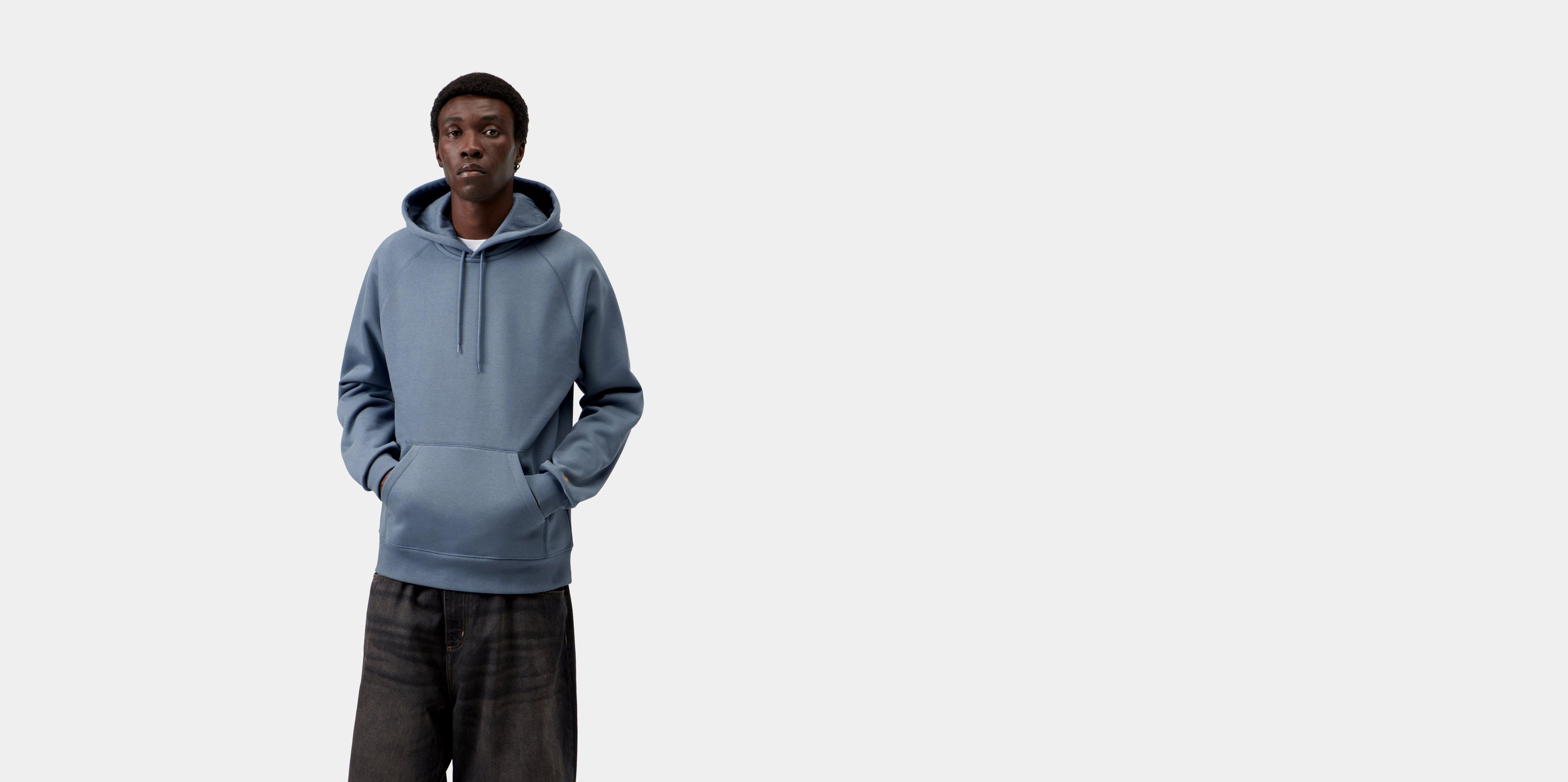 Carhartt WIP Hooded Chase Sweatshirt Icesheet / Gold | blue | L | Men