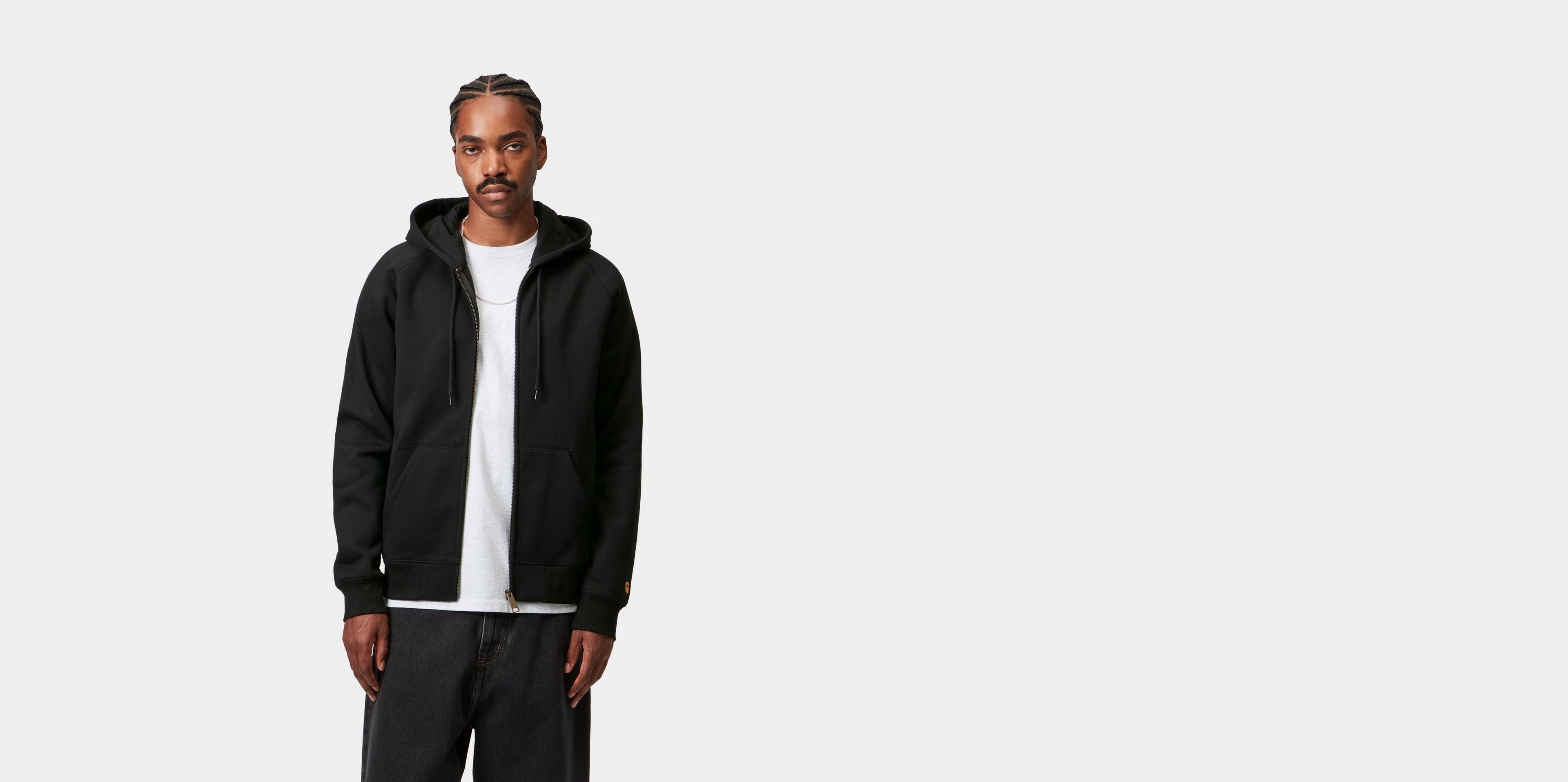 【carhartt】\"Hooded Chase\"フードチェイスフーディ/Black‐Gold Carhartt WIP Hooded Chase Sweatshirt, Black / Gold