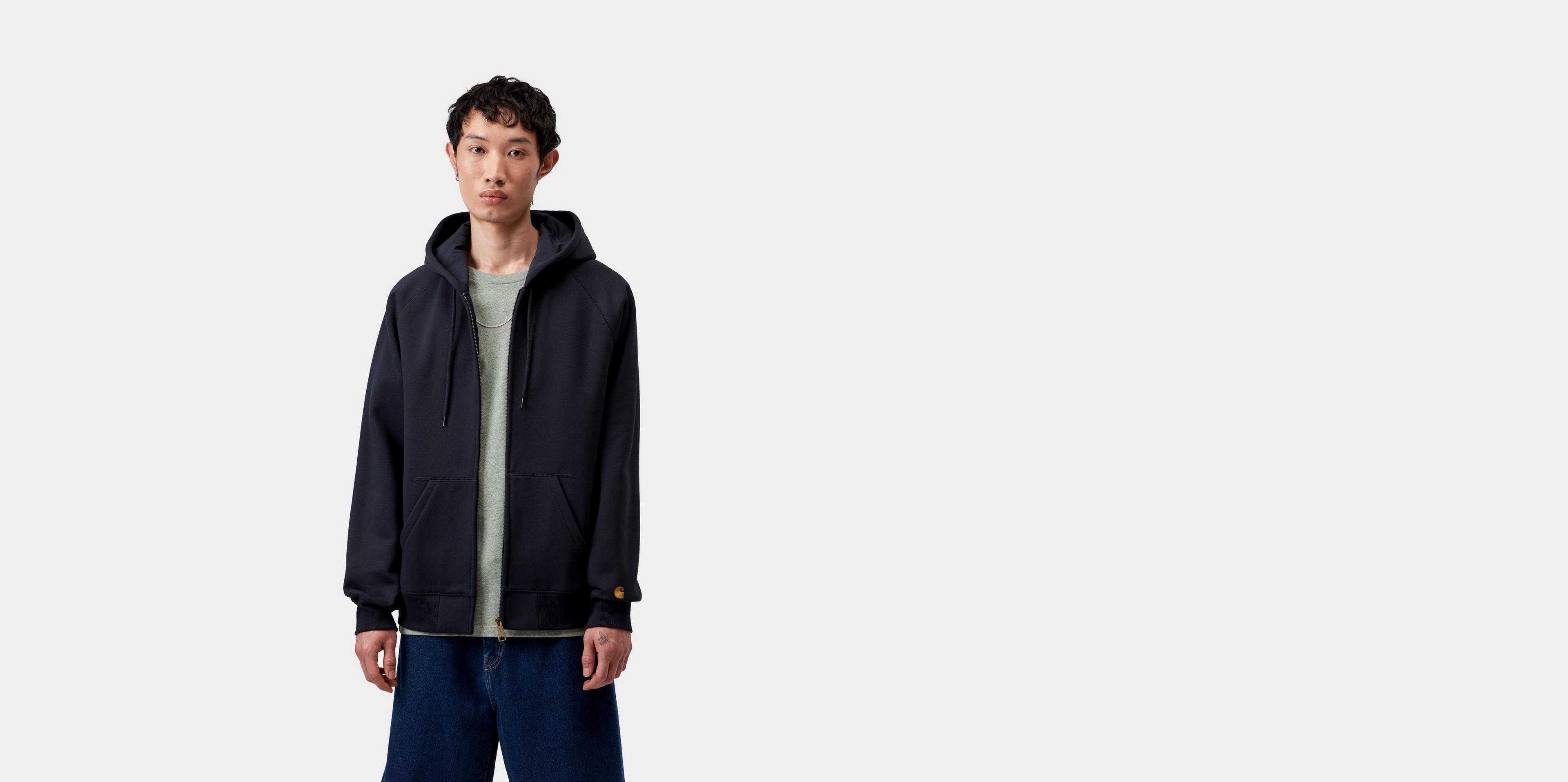 Carhartt WIP Hooded Chase Jacket, Dark Navy / Gold | Official 