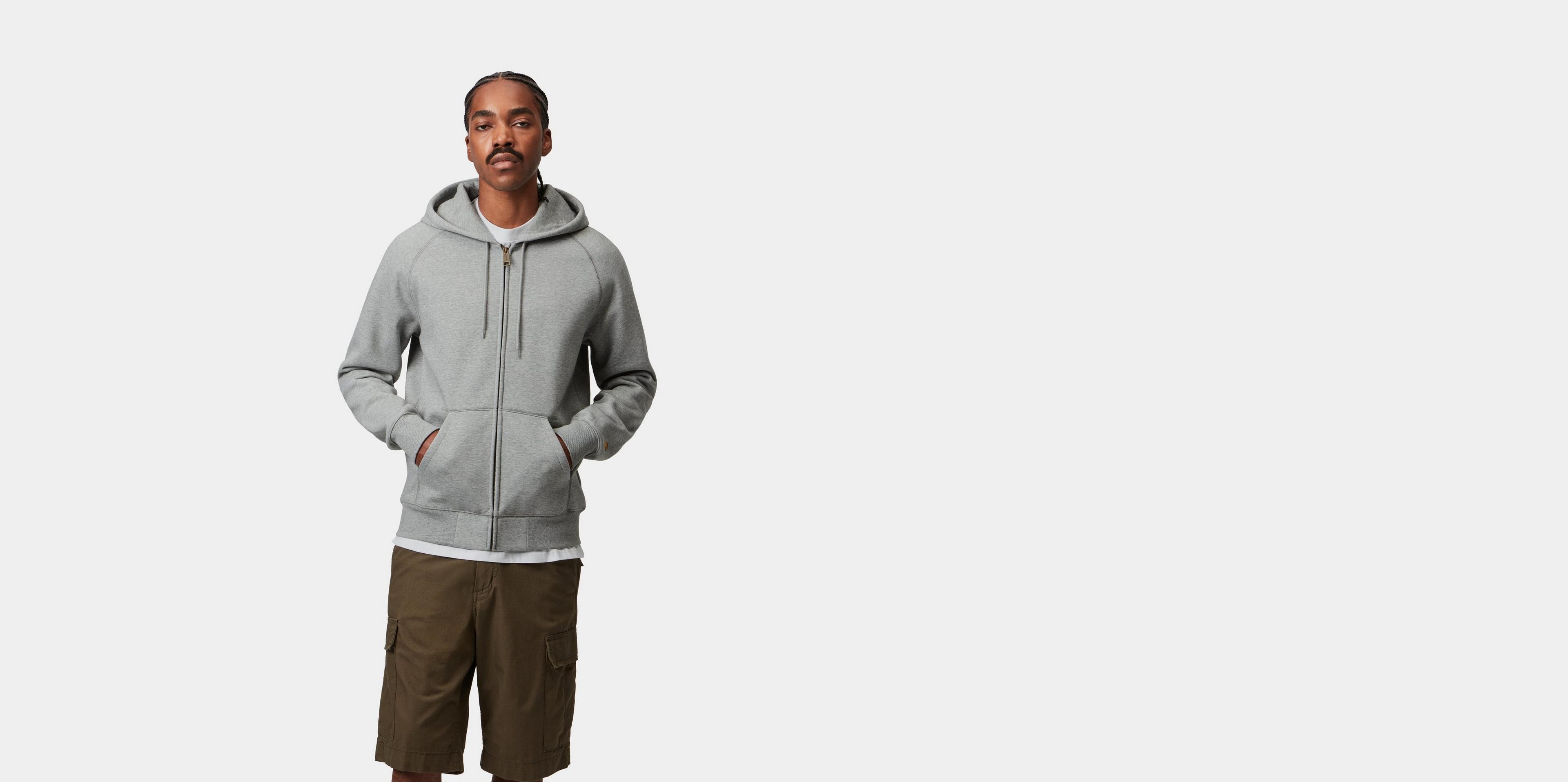 ★CARHARTT WIP HOODED CHASE JACKET 関税込★ Carhartt WIP Hooded Chase Jacket, Grey Heather / Gold