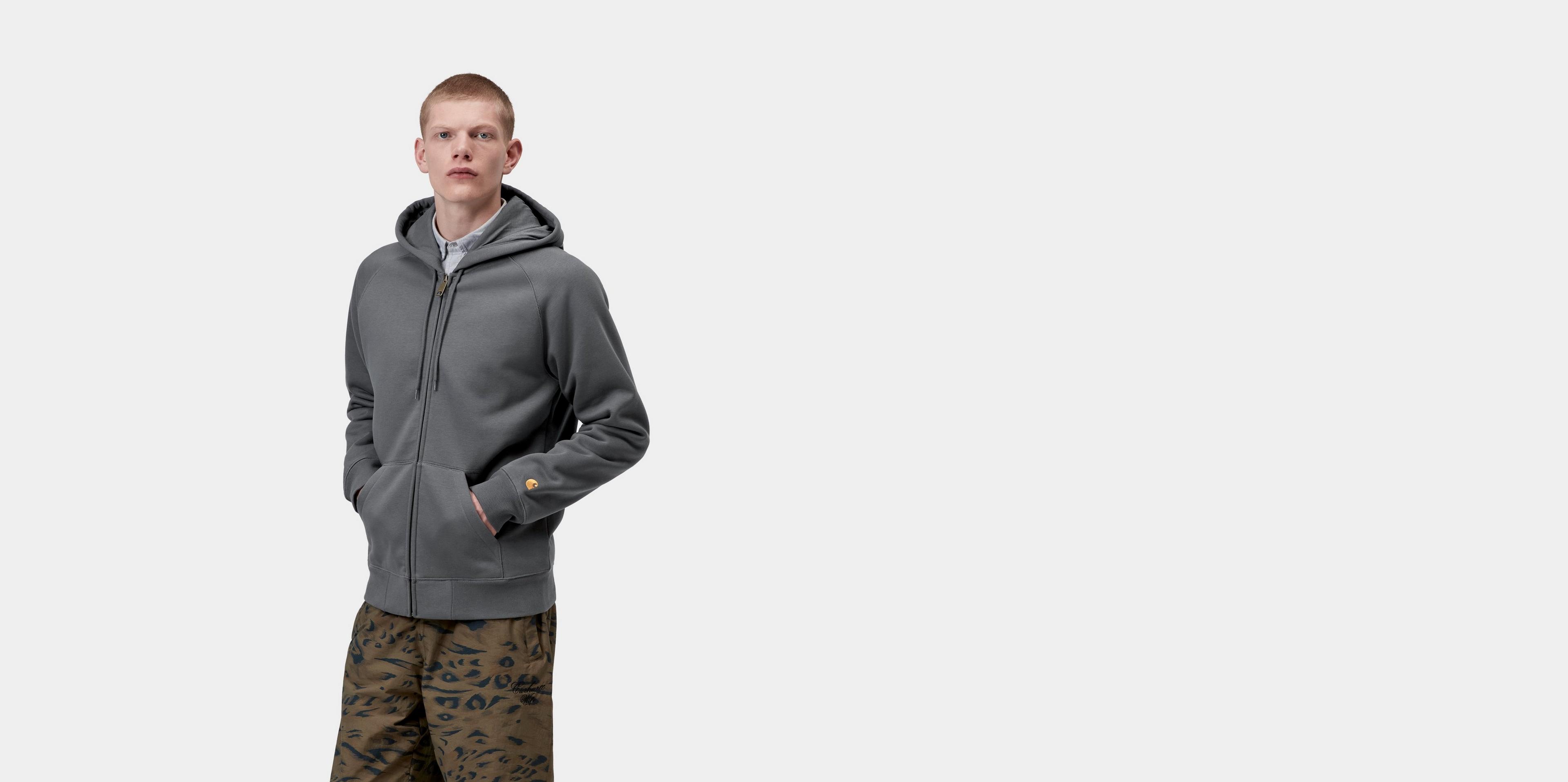 Carhartt WIP Hooded Chase Jacket, Styx / Gold | Official Online Store