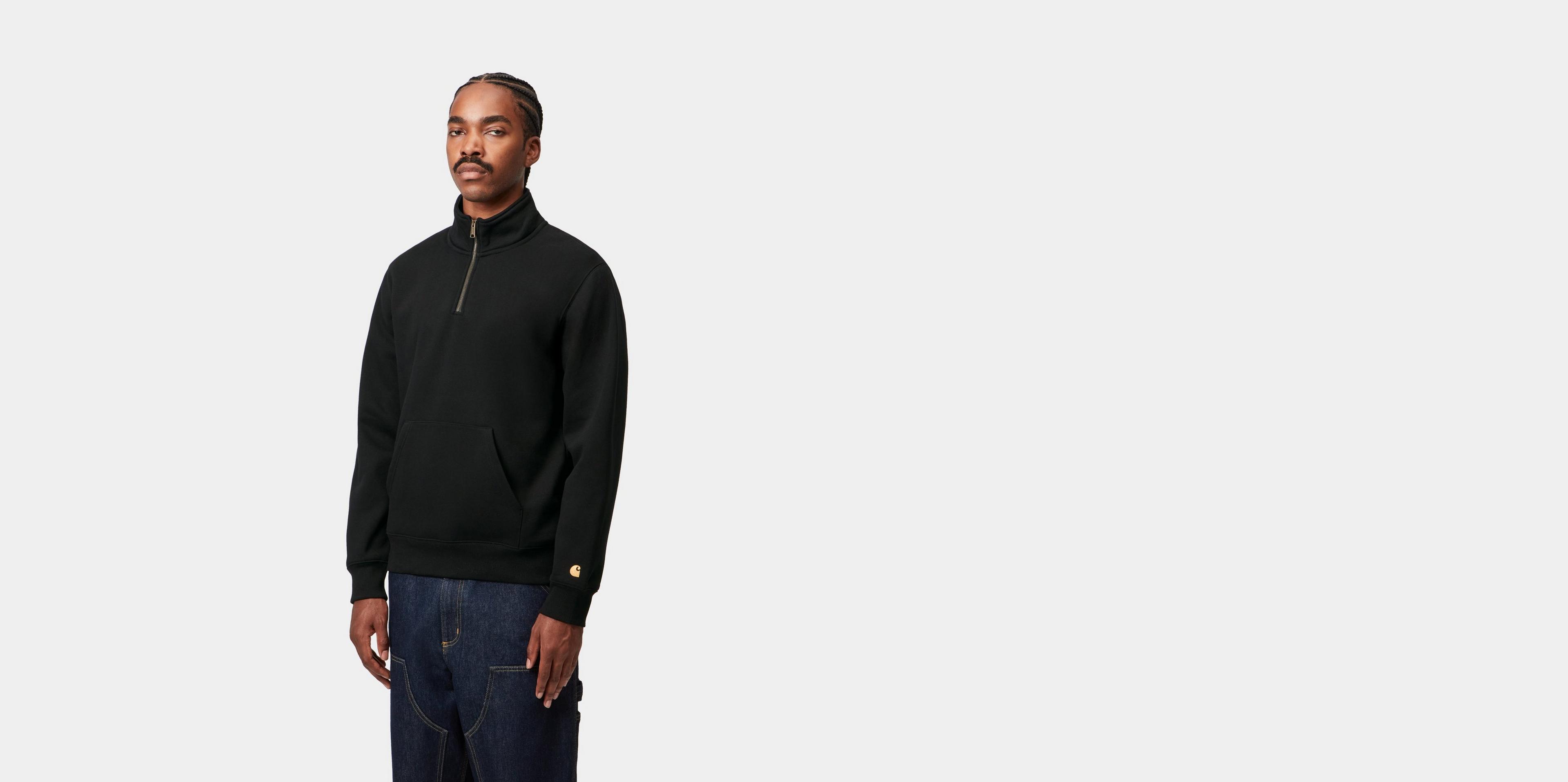【送料&関税込】Carhartt wip Zip Sweatshirt Carhartt WIP Chase Neck Zip Sweatshirt, Black / Gold