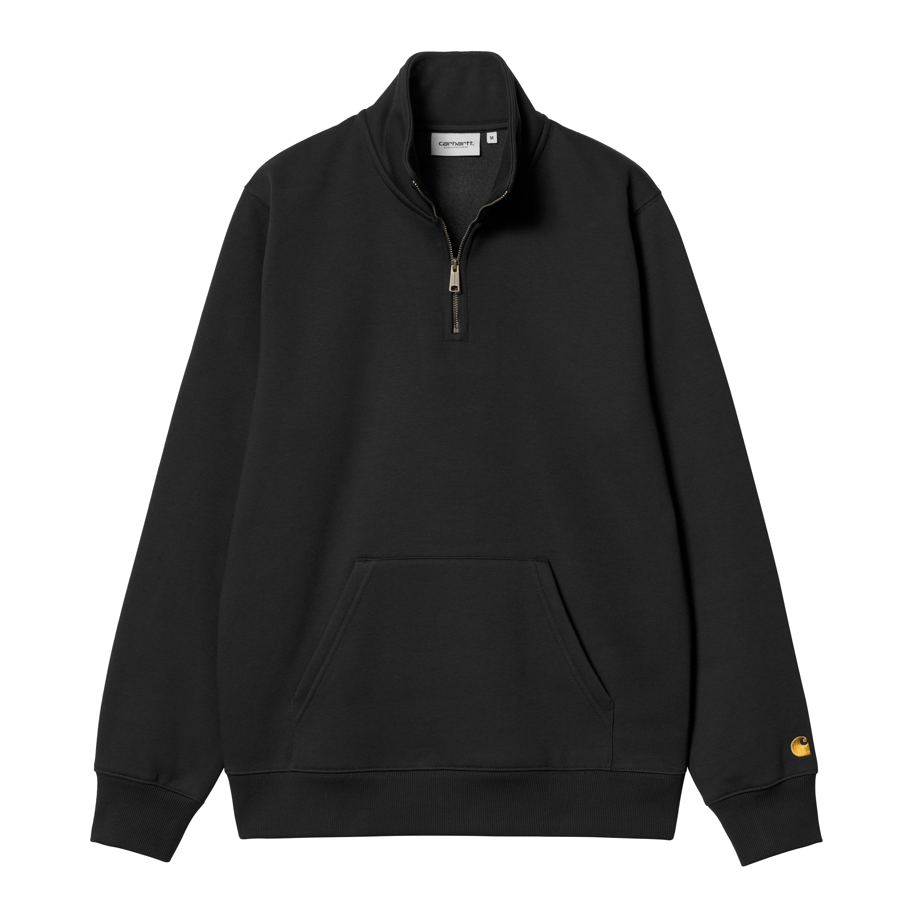 Carhartt WIP Chase Neck Zip Sweatshirt, Black / Gold