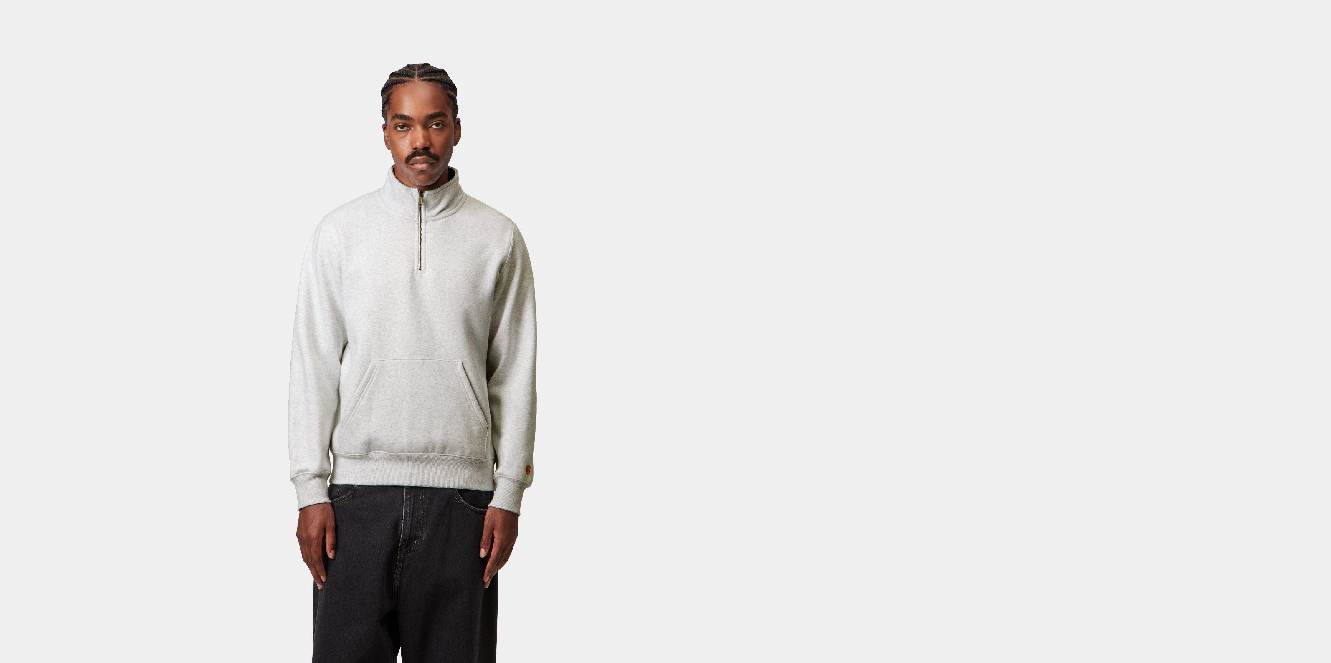 Carhartt WIP Chase Neck Zip Sweatshirt, Ash Heather / Gold