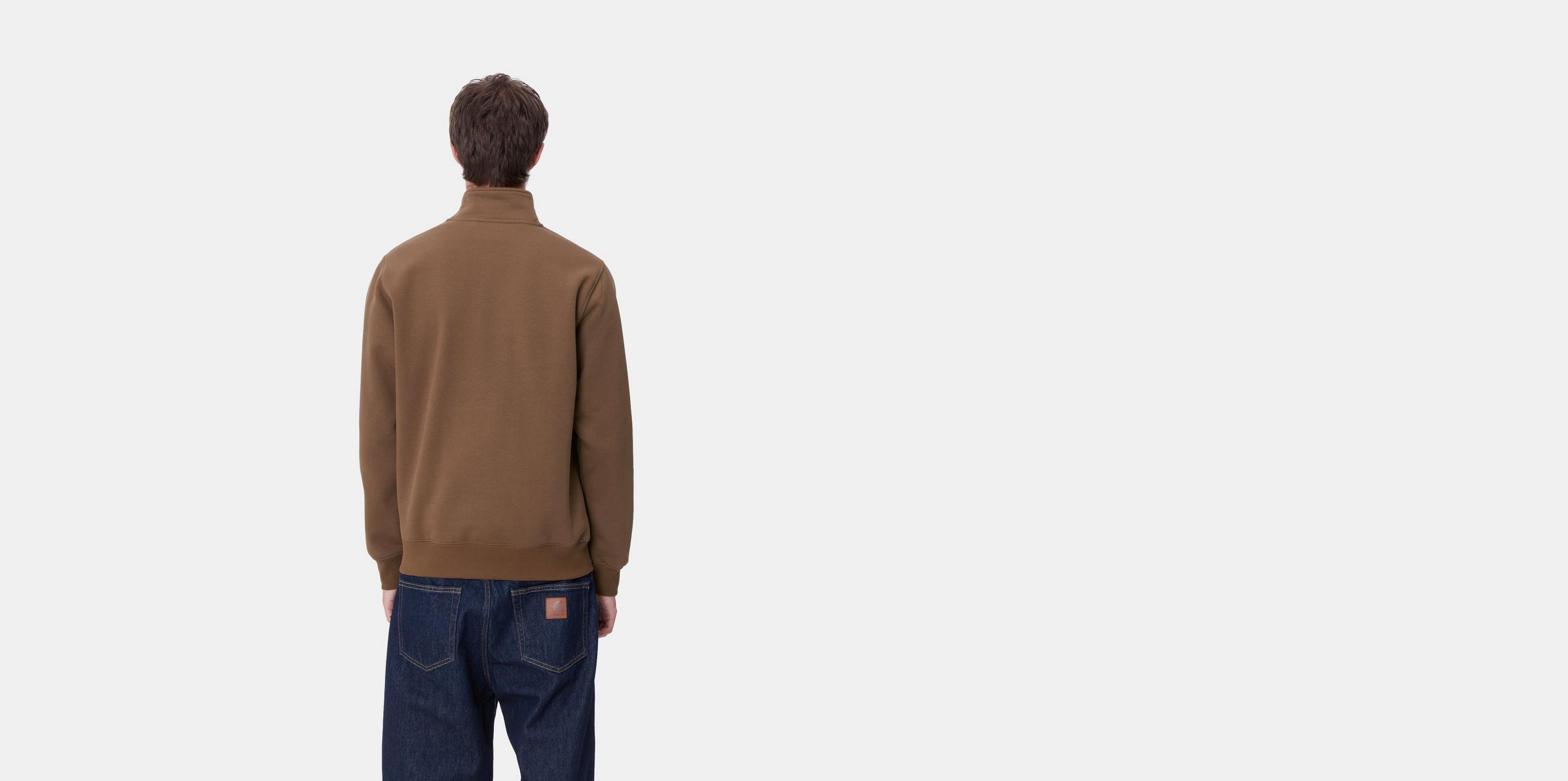 Carhartt WIP Chase Neck Zip Sweatshirt, Chocolate / Gold