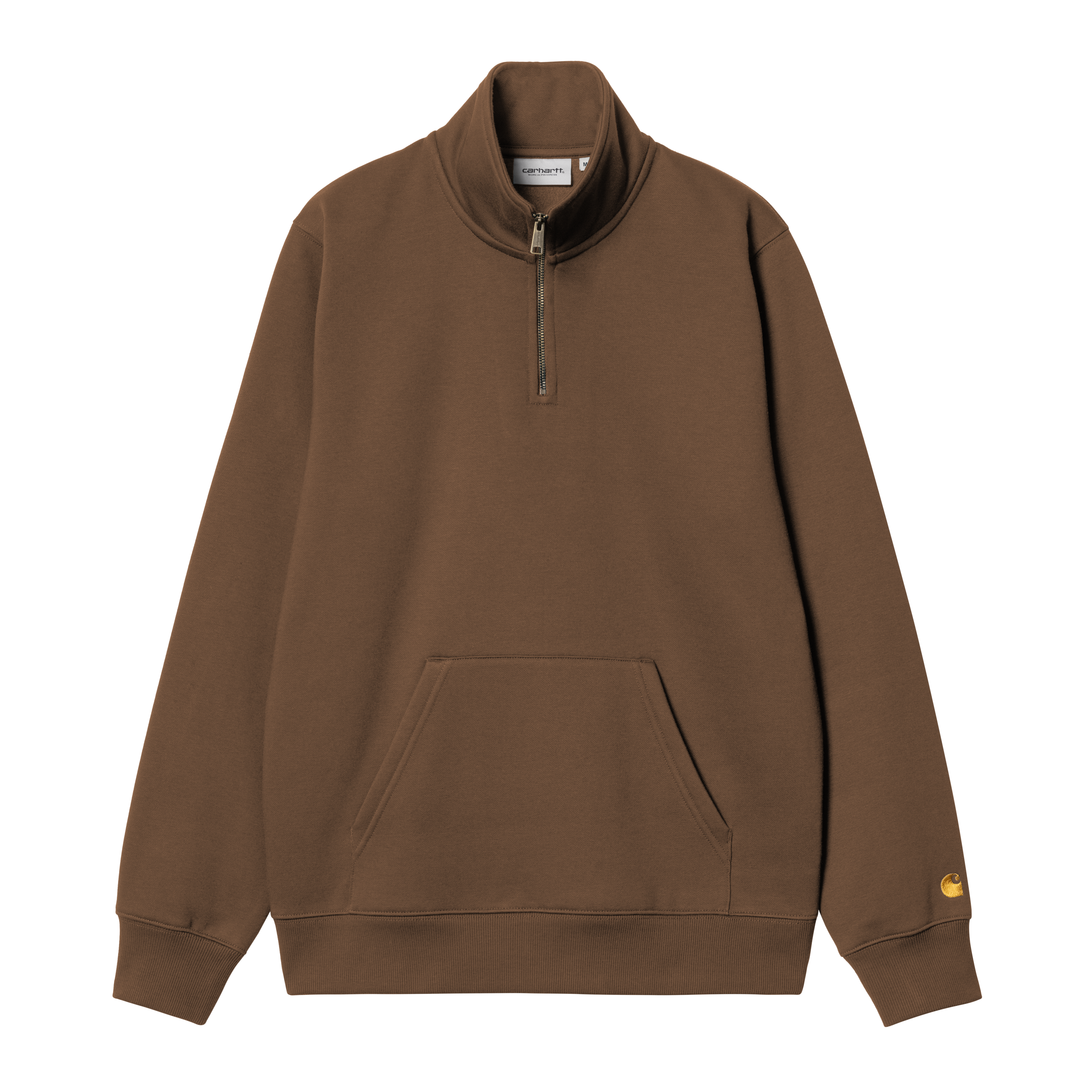 Carhartt WIP Chase Neck Zip Sweatshirt in Brown