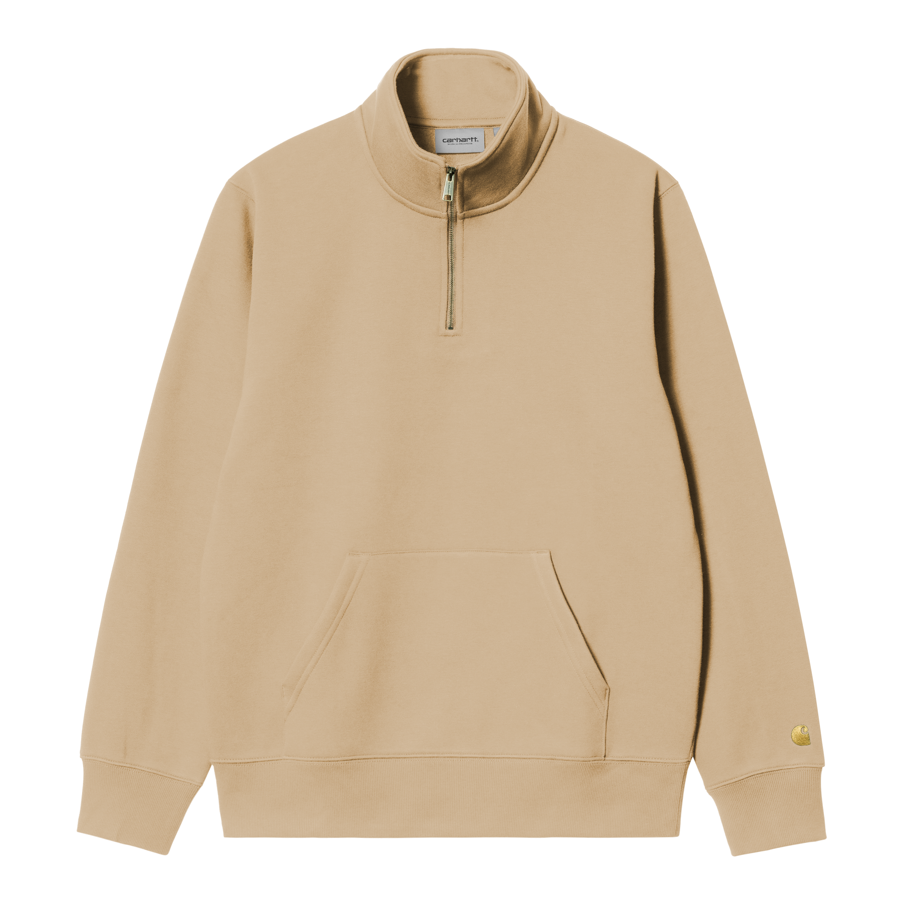 Carhartt WIP Chase Neck Zip Sweatshirt in Beige