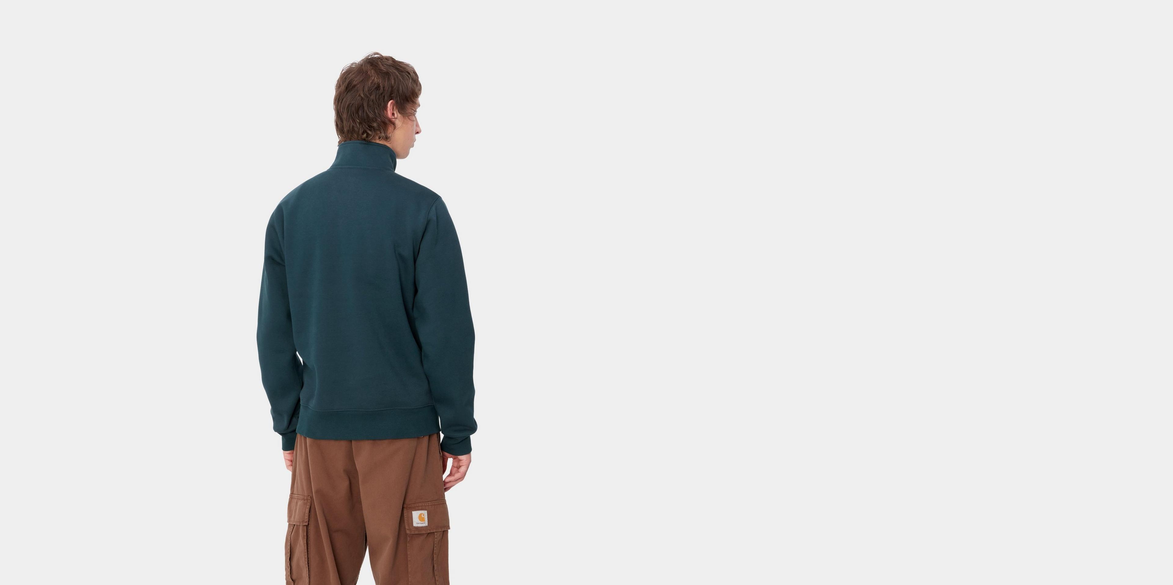 ★ドイツ発*carhartt WIP*新作*Chase Neck Zip スウェット/BL★ Carhartt WIP Chase Neck Zip Sweatshirt, Duck Blue / Gold