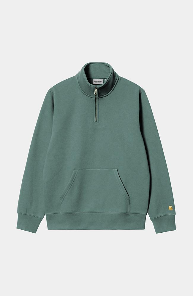 ★ドイツ発*carhartt WIP*新作*Chase Neck Zip スウェット/GH★ Carhartt WIP Chase Neck Zip Sweatshirt, Silver Pine / Gold