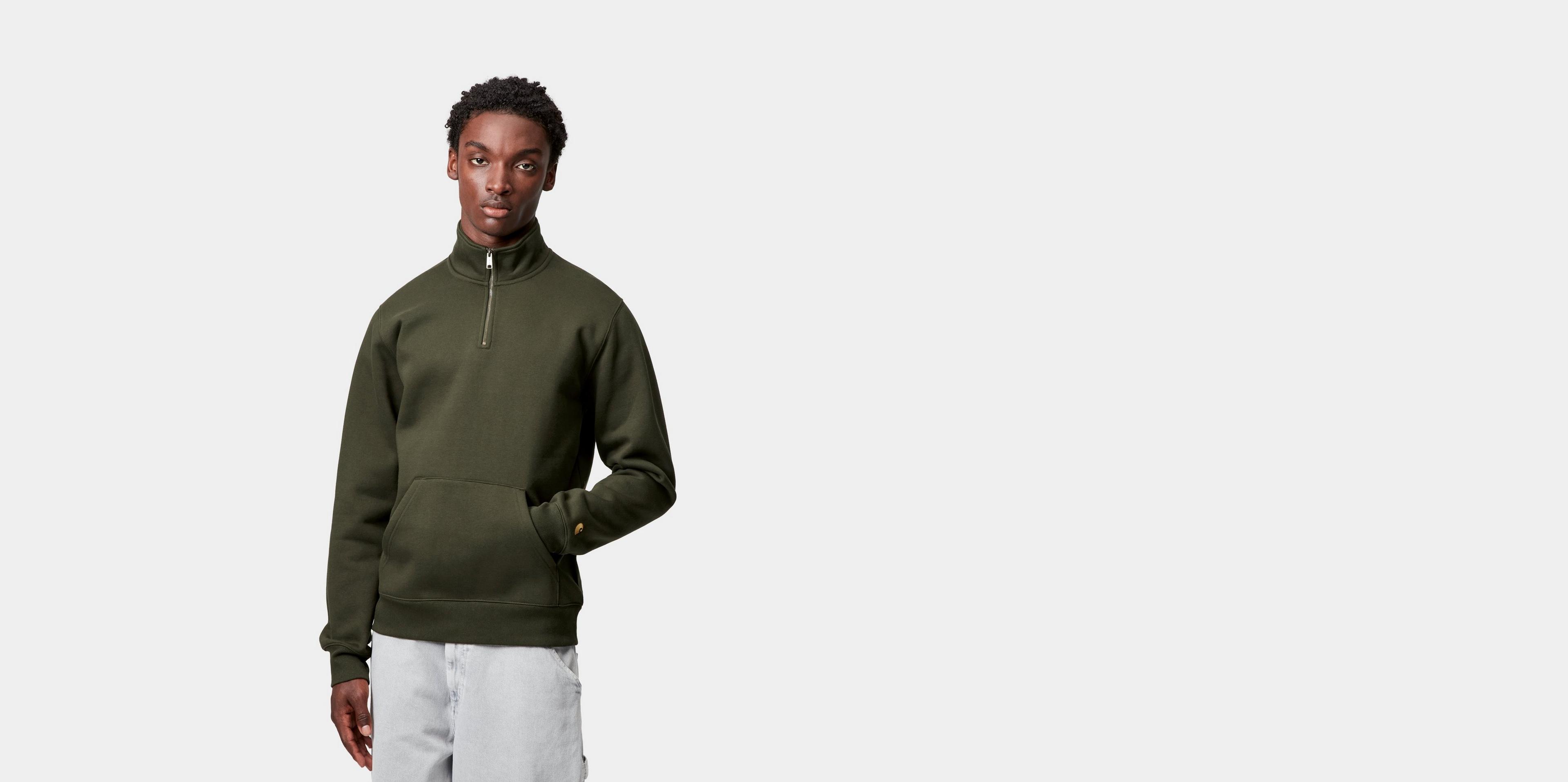 ★ドイツ発*carhartt WIP*新作*Chase Neck Zip スウェット/GH★ Carhartt WIP Chase Neck Zip Sweatshirt, Grey Heather / Gold