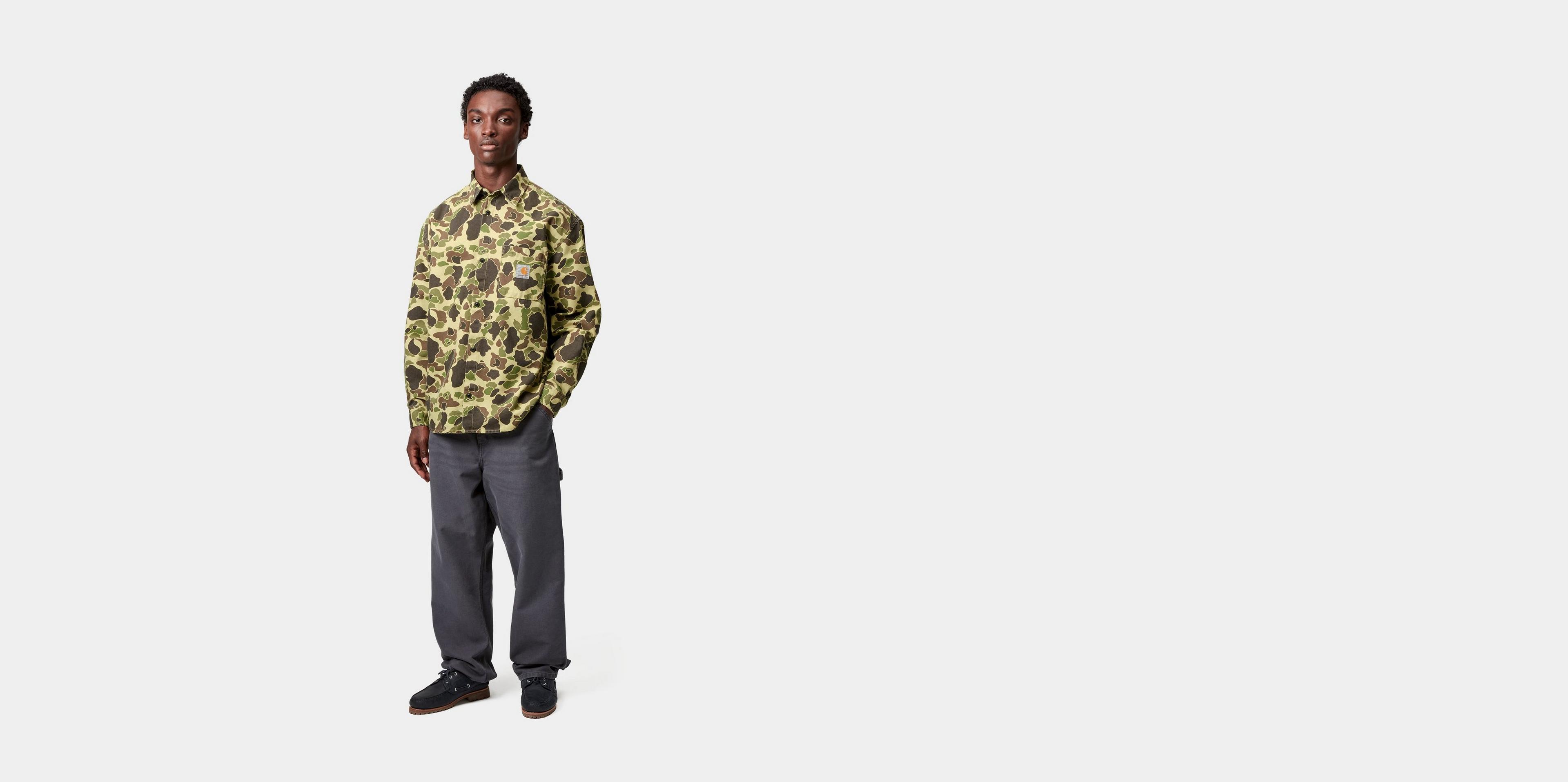 シャツ CARHARTT L/S DUCK SHIRT SA477 Carhartt WIP L/S Duck Shirt, Camo Duck, Green | Official