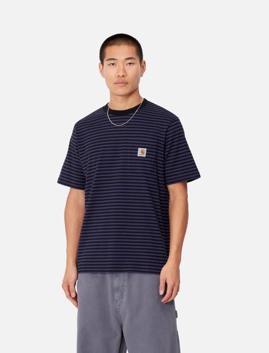 Carhartt WIP L/S Arlo Polo, Black / Kendricks Stripe, Aura Carhartt WIP L/S Arlo Polo, Black / Kendricks Stripe, Aura