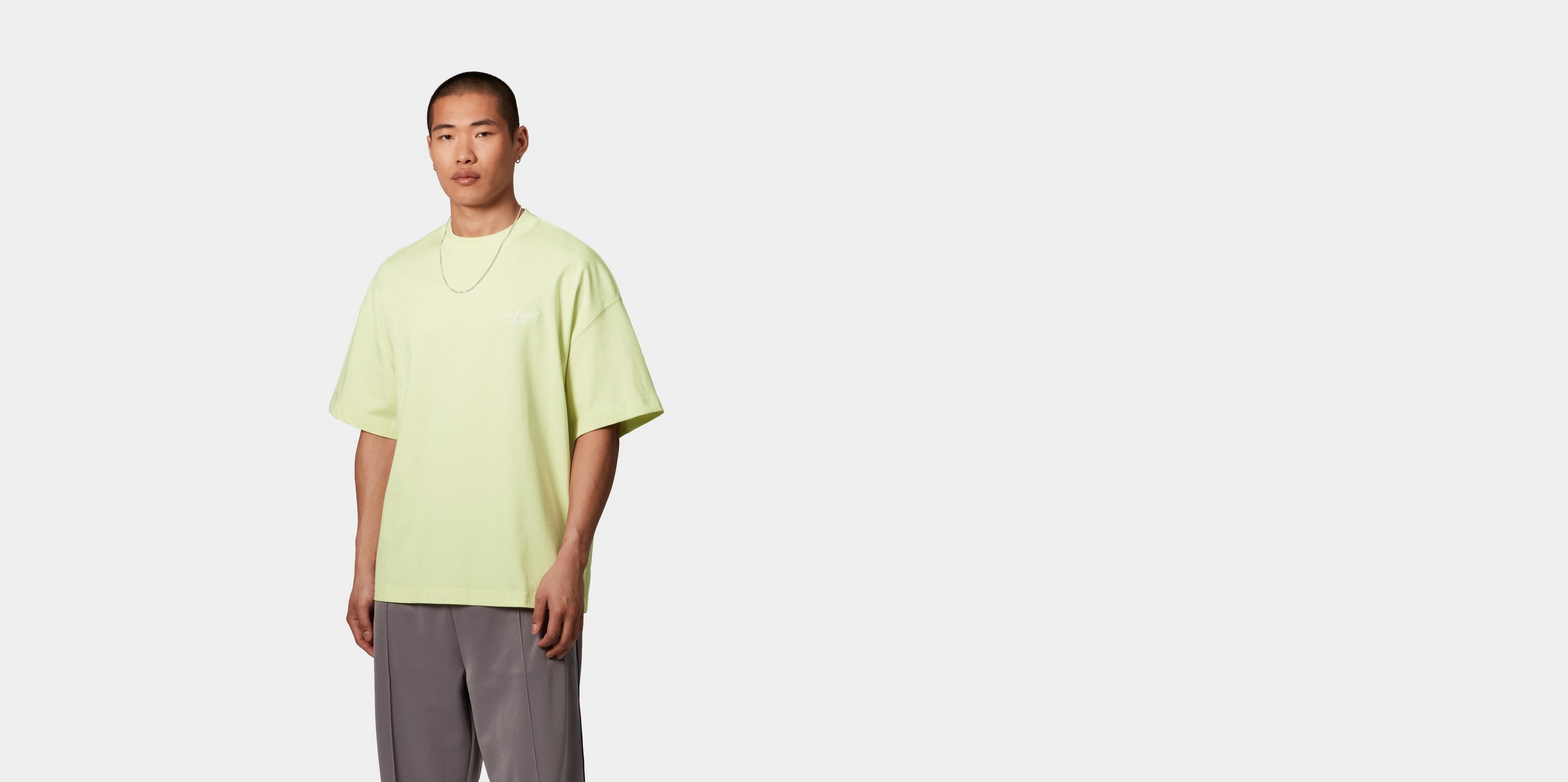 Carhartt WIP S/S Signature Script T-Shirt, Air Green / White