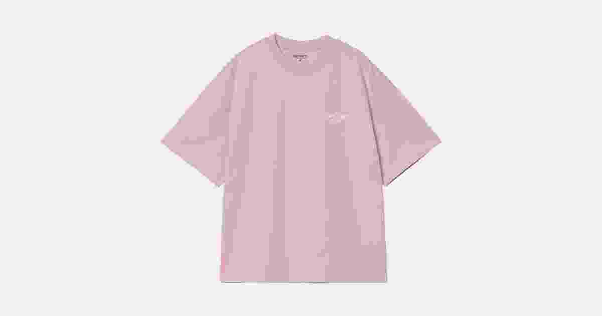 大人気★CARHARTT★S/S CATALOGUE C LOGO T-SHIRT(HORTENSIA) Carhartt WIP S/S Signature Script T-Shirt, Hortensia / White