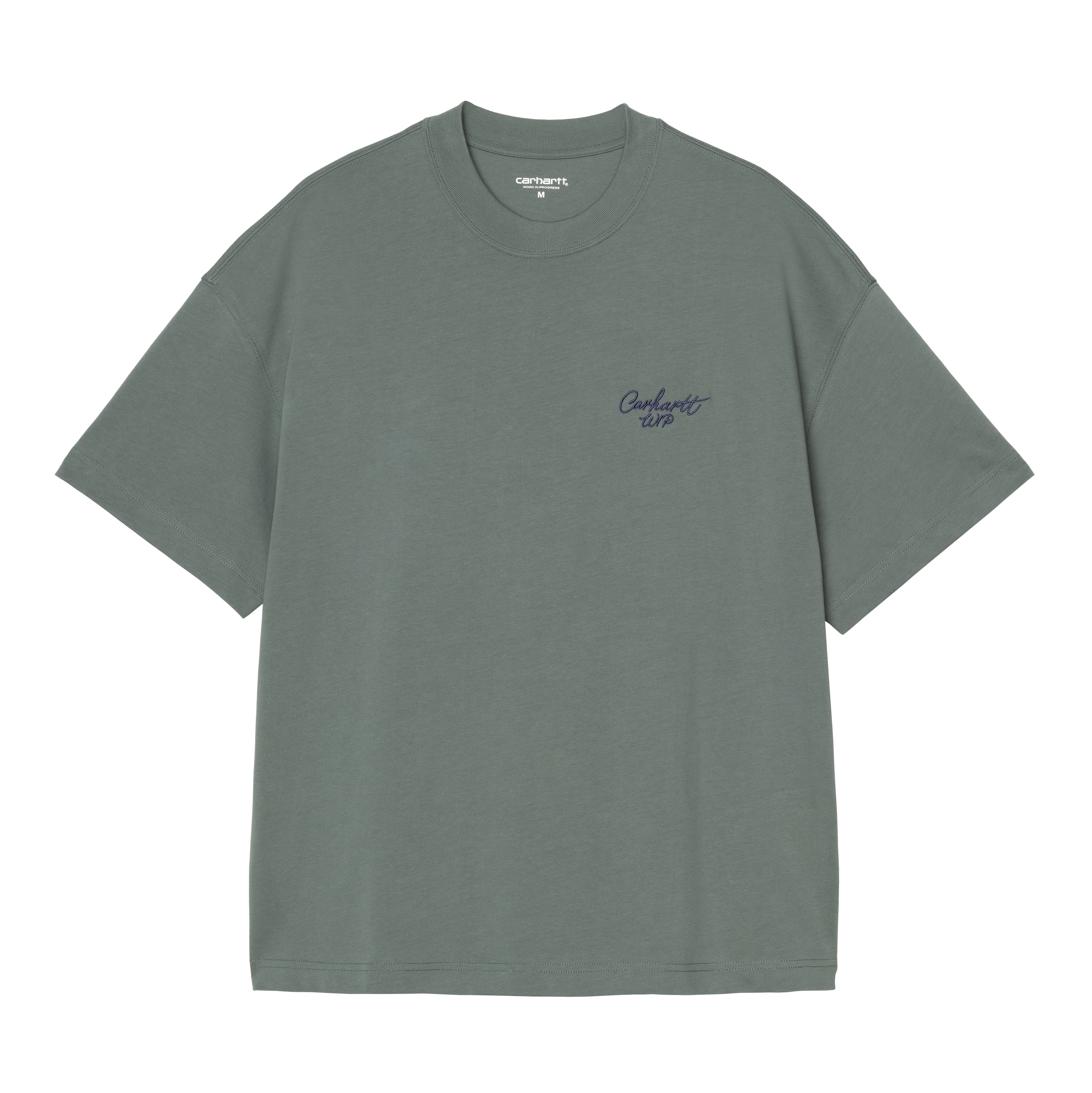 Carhartt WIP S/S Signature Script T-Shirt, Silver Pine