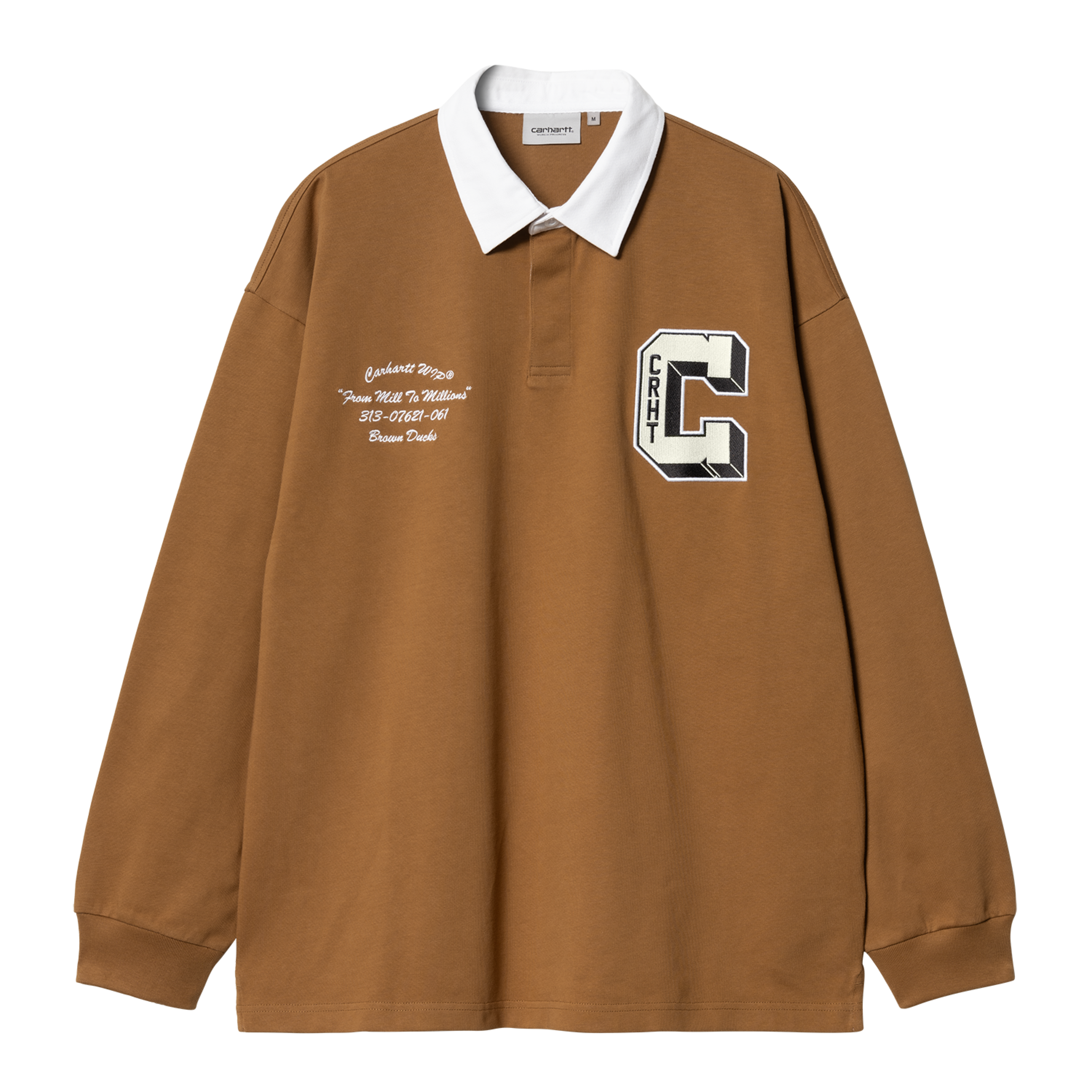 Carhartt WIP Long Sleeve Brown Ducks Rugby Shirt Marron