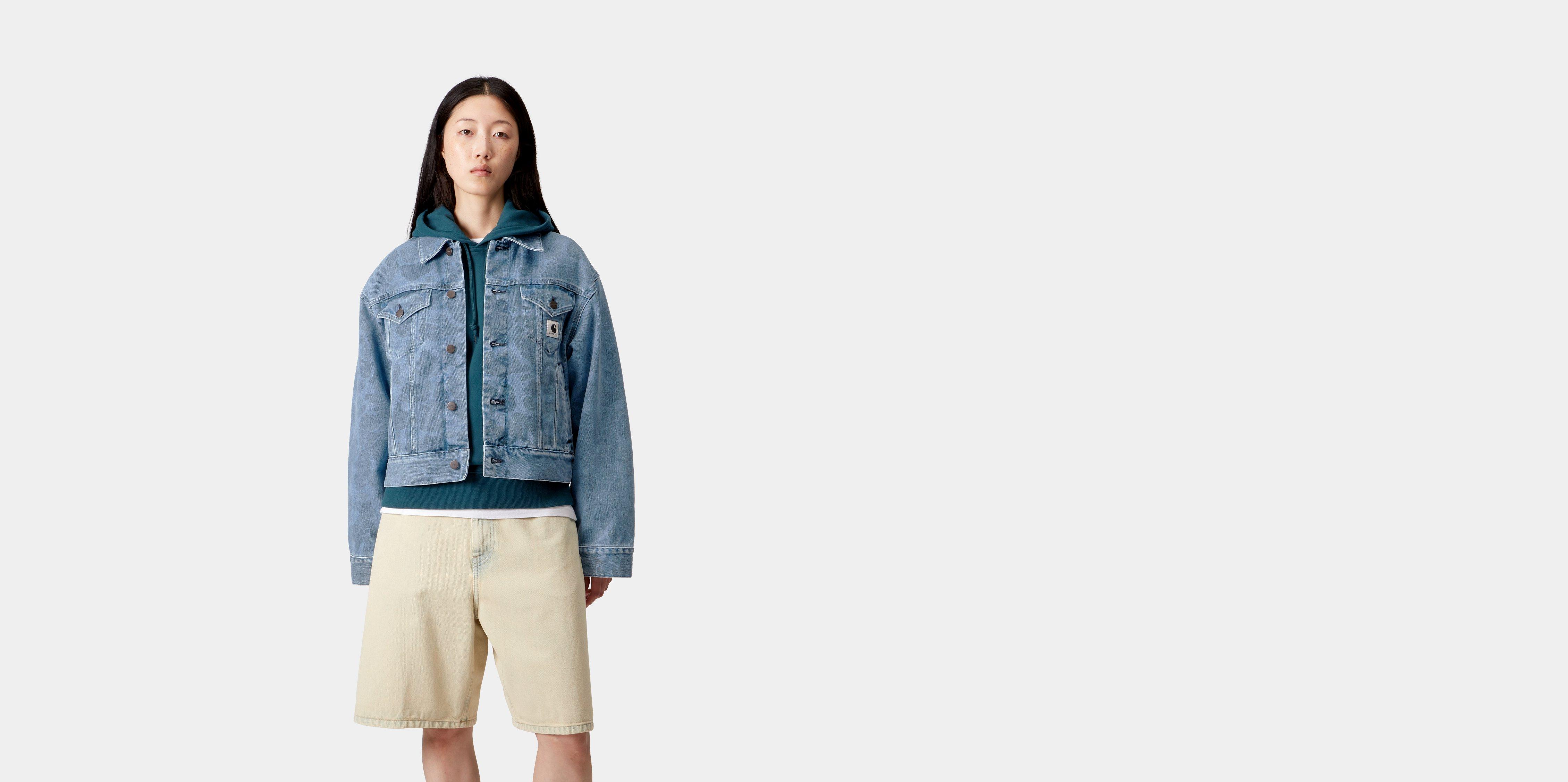 Carhartt WIP W' Duck Orell Jacket Camo Duck, Blue bleached | blue|camo | S | Women