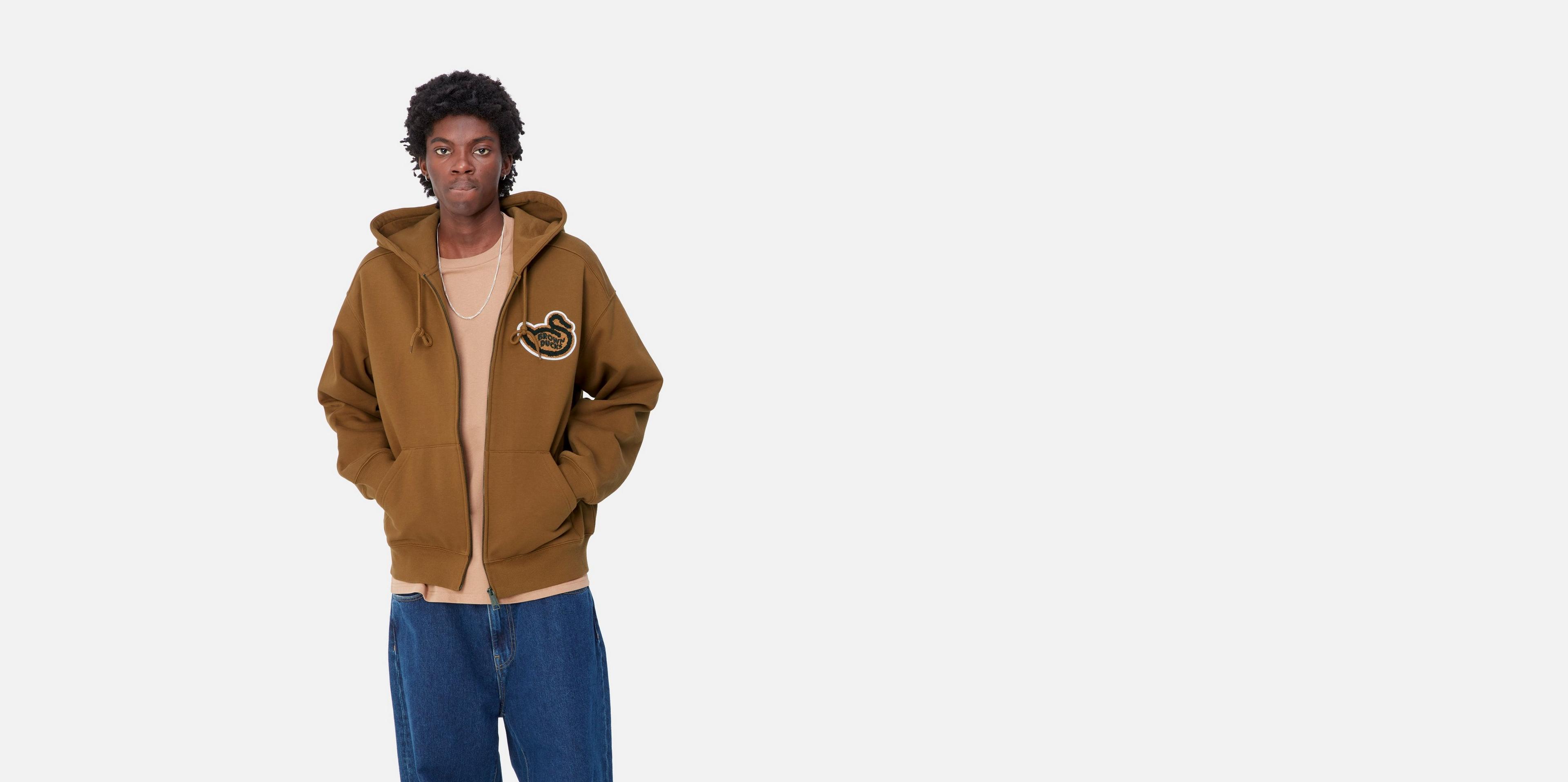 Carhartt WIP Hooded Brown Ducks Jacket, Hamilton Brown