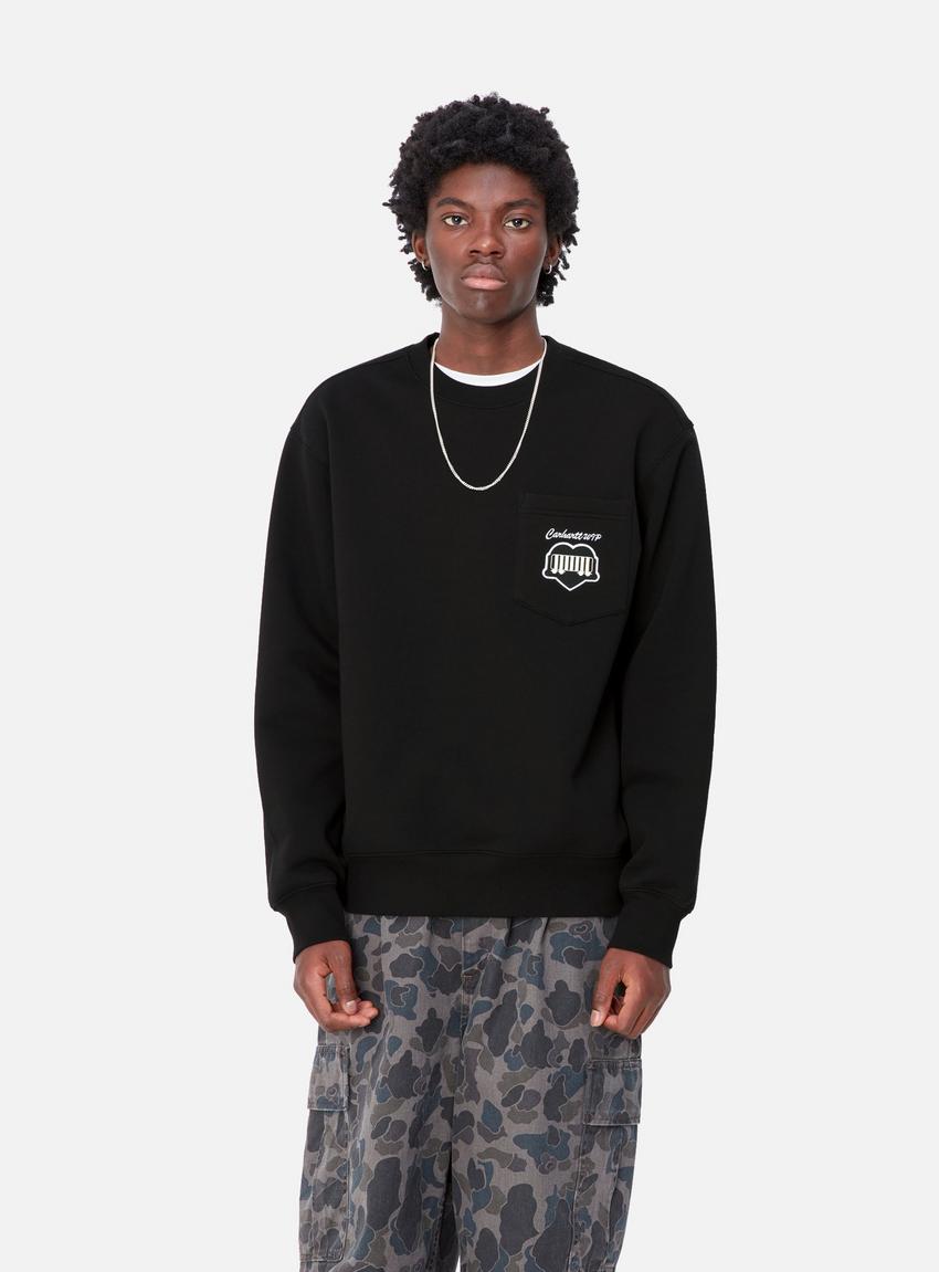 Carhartt WIP Heart Train Pocket Sweat, Black | Official Carhartt WIP Heart Train Pocket Sweat, Black | Official