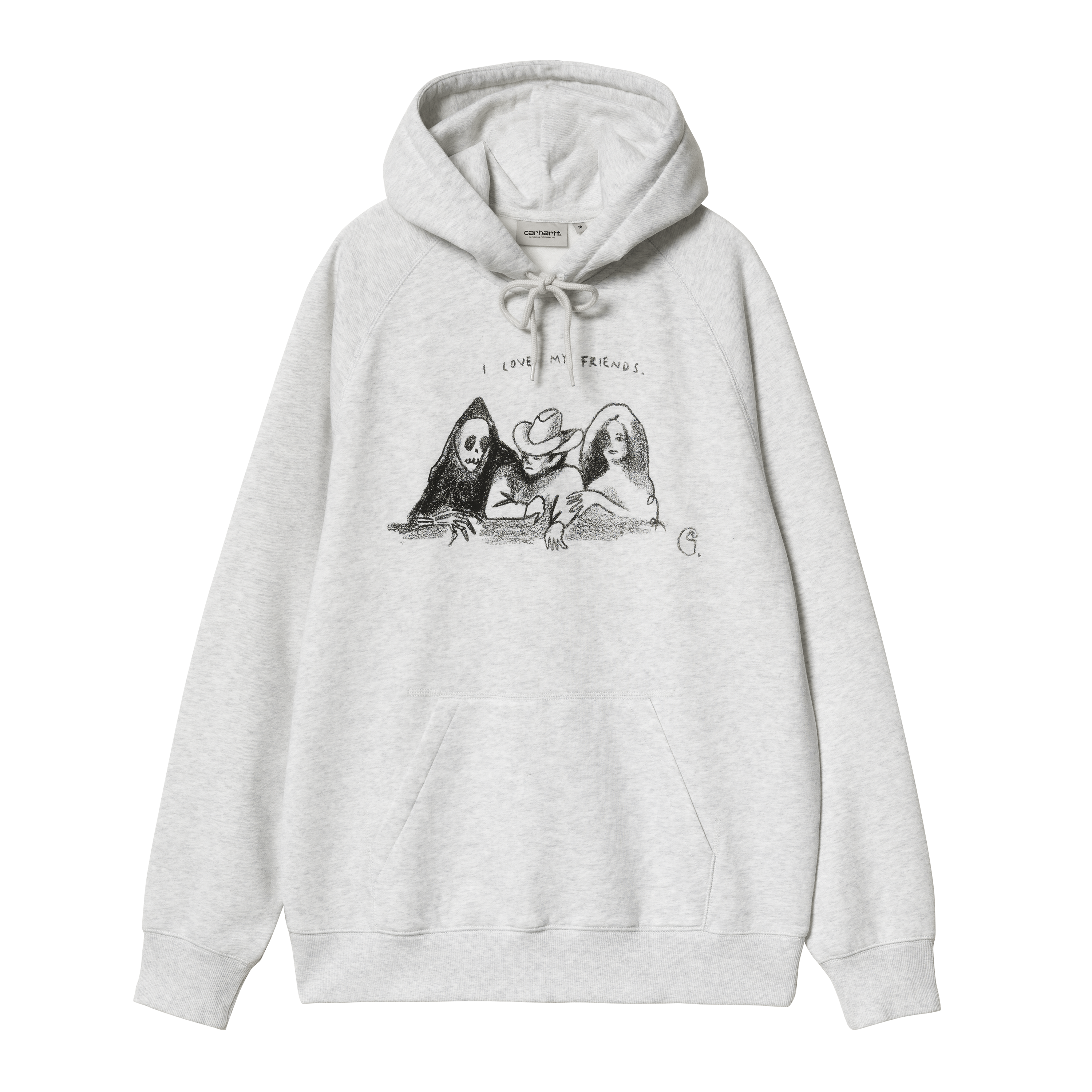 Carhartt WIP Hooded Pepe Friends Sweat in Grey