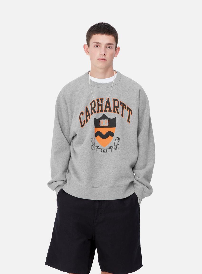 CARHARTT WIP| (LAZY DUCK ACADEMY SWEAT (I033936 V6XX)) Carhartt WIP Lazy Duck Academy Sweat, Grey Heather