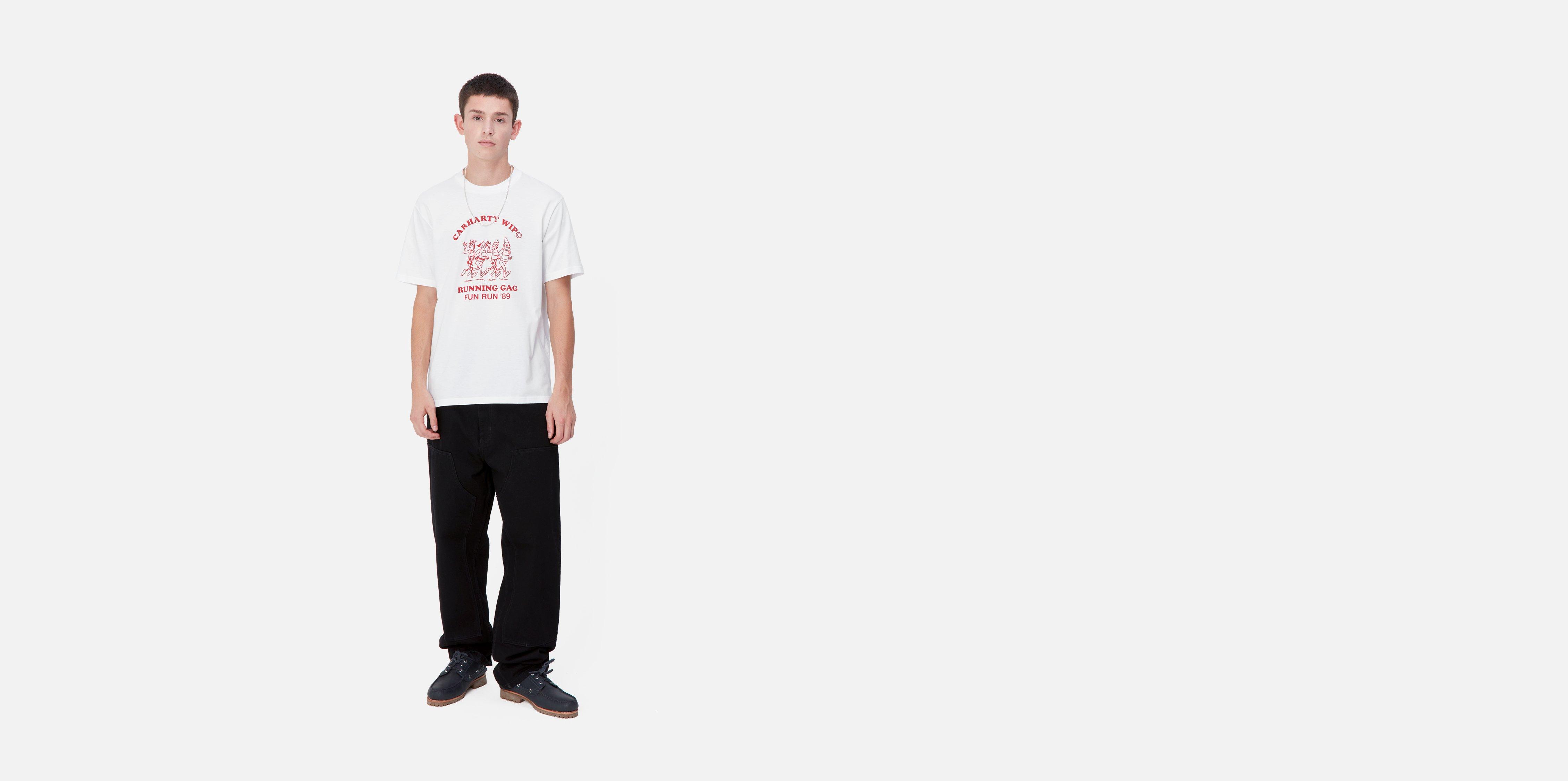【Carhartt】 ★ S/S  RUN T-SHIRT ★ LOOSE FIT Carhartt WIP S/S Fun Run T-Shirt, Air Force Blue / White