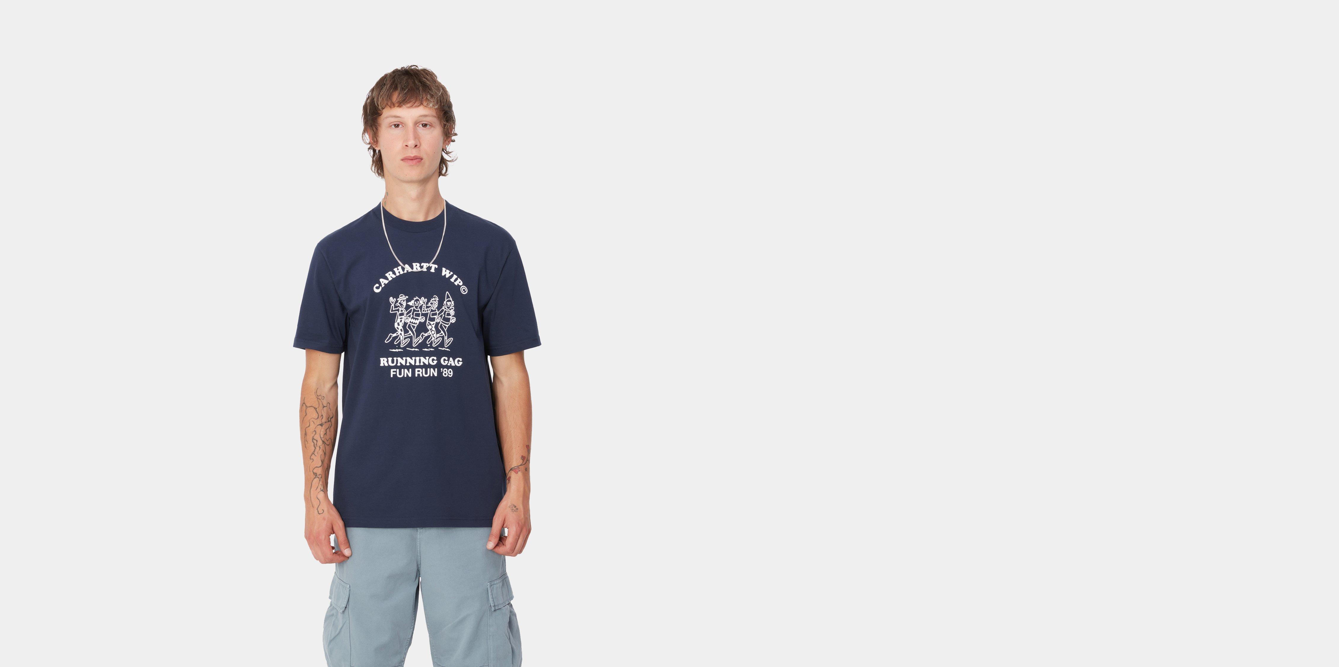 ★24-25FW新作★CARHARTT★S/S FUN RUN T-SHIRT Carhartt WIP S/S Fun Run T-Shirt, Air Force Blue / White
