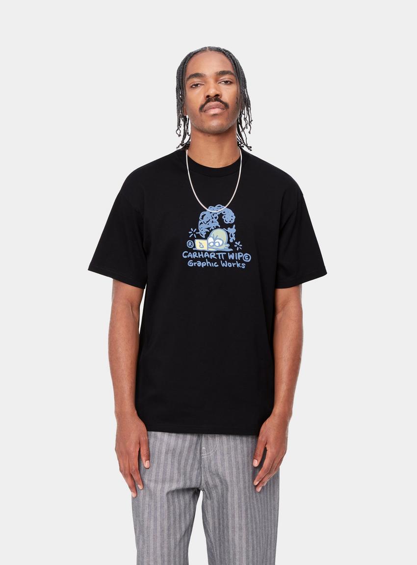 【Carhartt】 S/S BRUSH WIP T-SHIRT ★ LOOSE FIT Carhartt WIP S/S Graphic Works T-Shirt, Black | Official