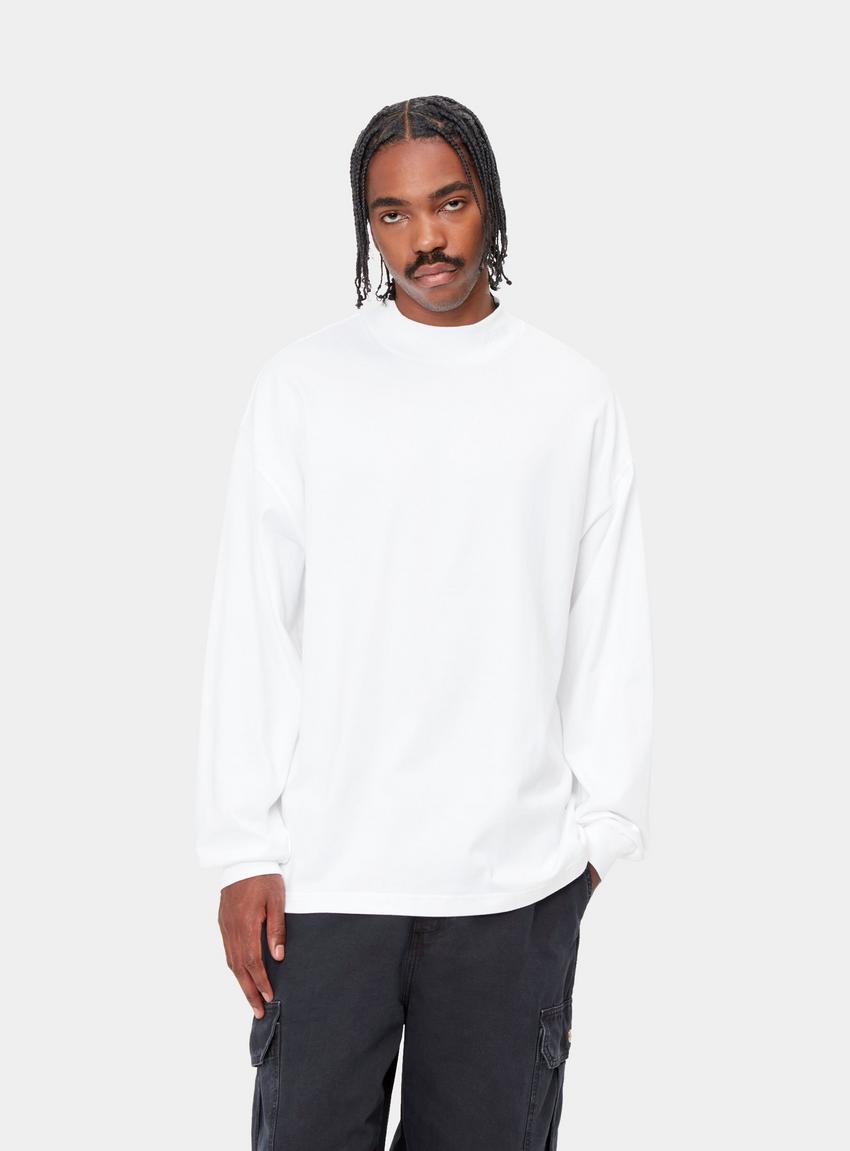 Carhartt WIP L/S Script Mockneck T-Shirt, White | Official Carhartt WIP L/S Script Mockneck T-Shirt, White | Official