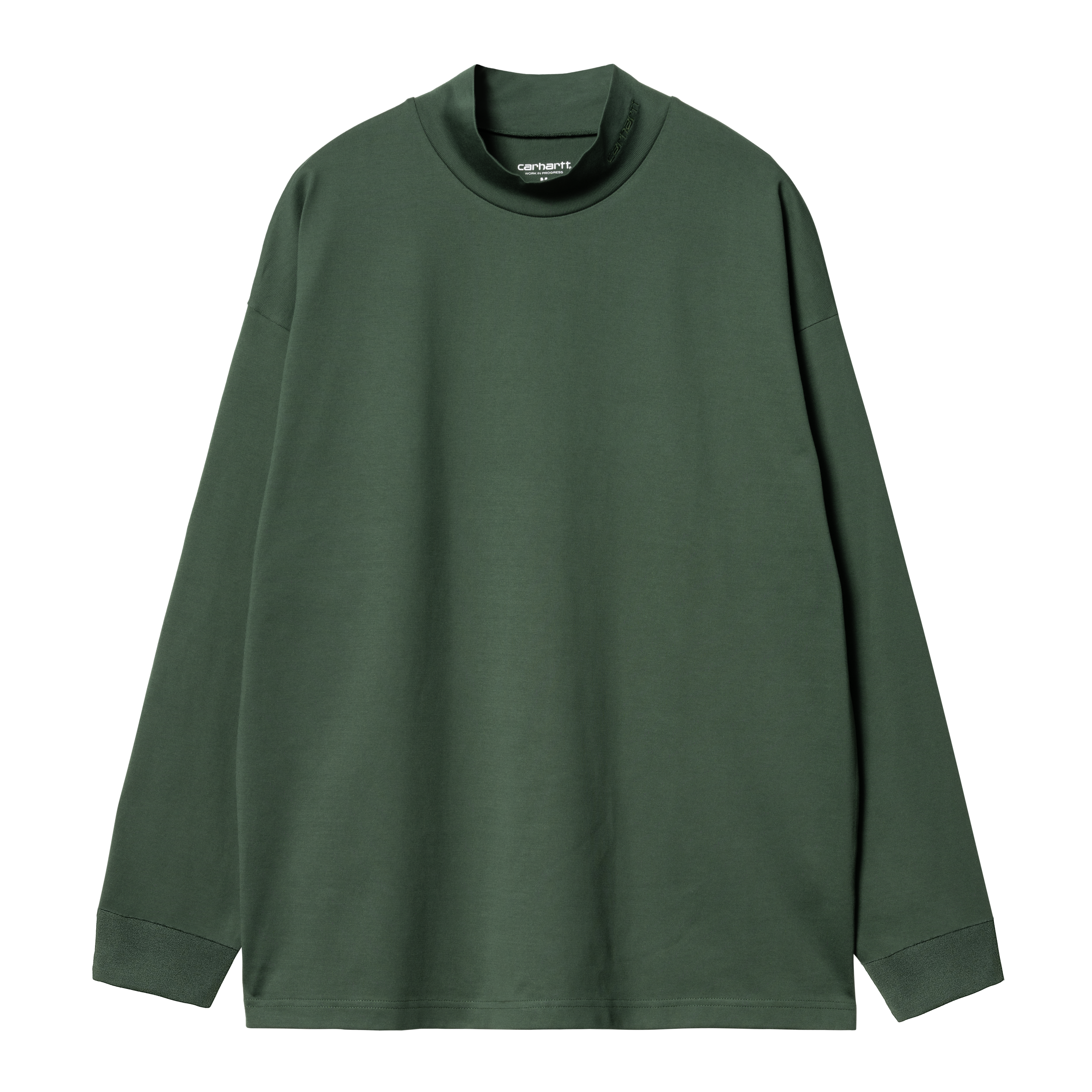 Carhartt WIP Long Sleeve Script Mockneck T-Shirt in Green