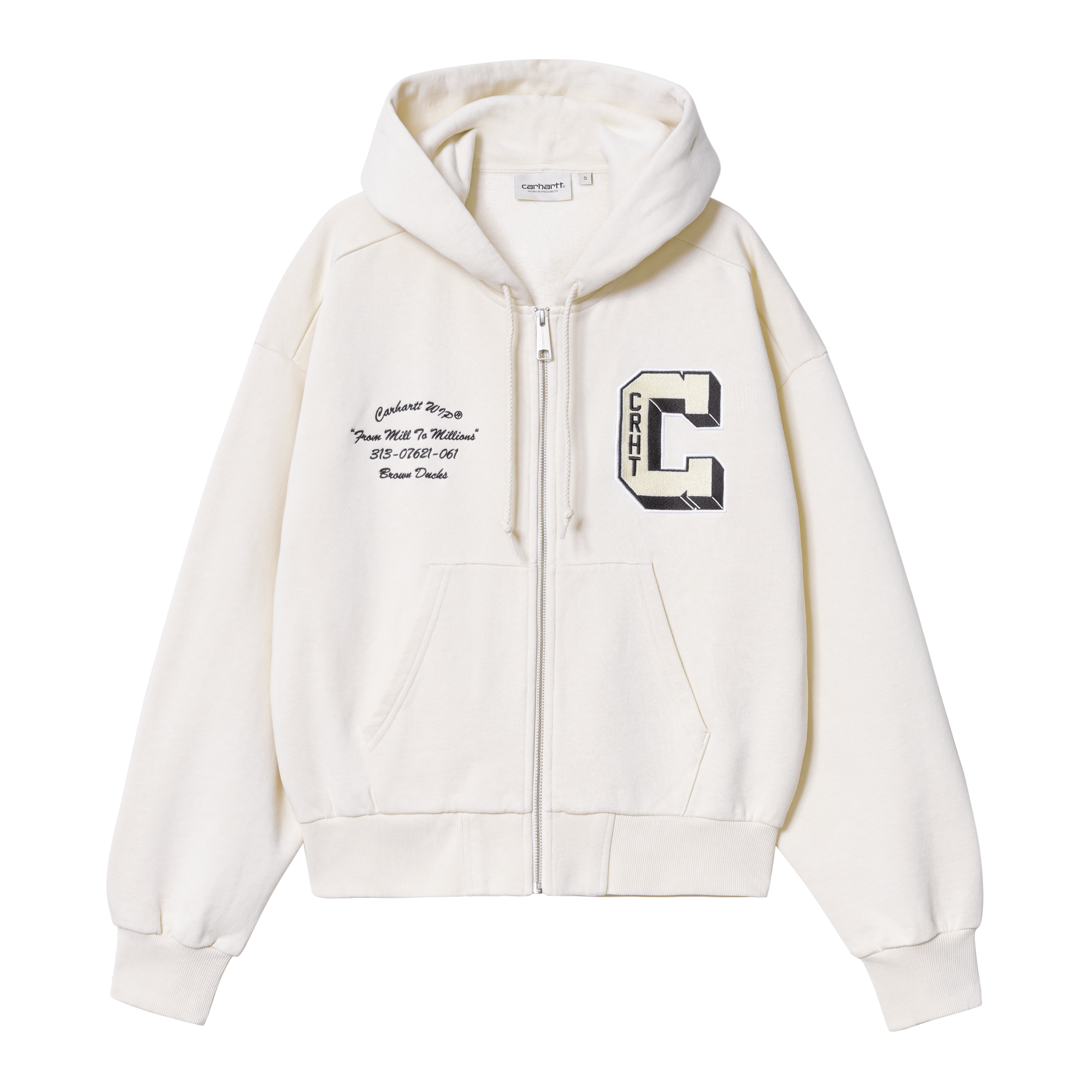 Carhartt WIP Women’s Hooded Brown Ducks Sweat Jacket Blanc