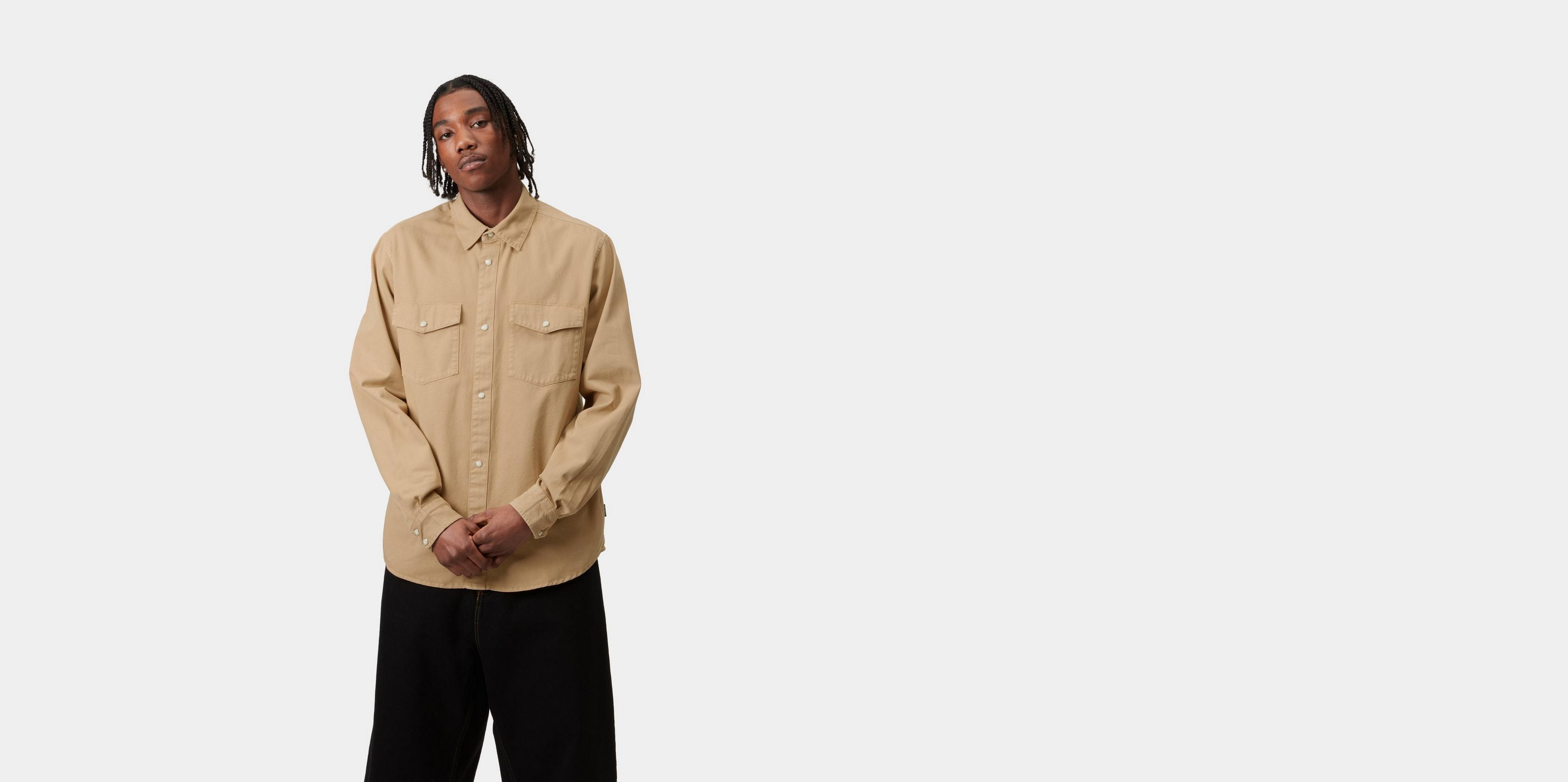【carhartt】\"L/S Santa Fe Shirt\"コットンツイル長袖シャツ/4色 Carhartt WIP L/S Santa Fe Shirt, Dusty H Brown | Official