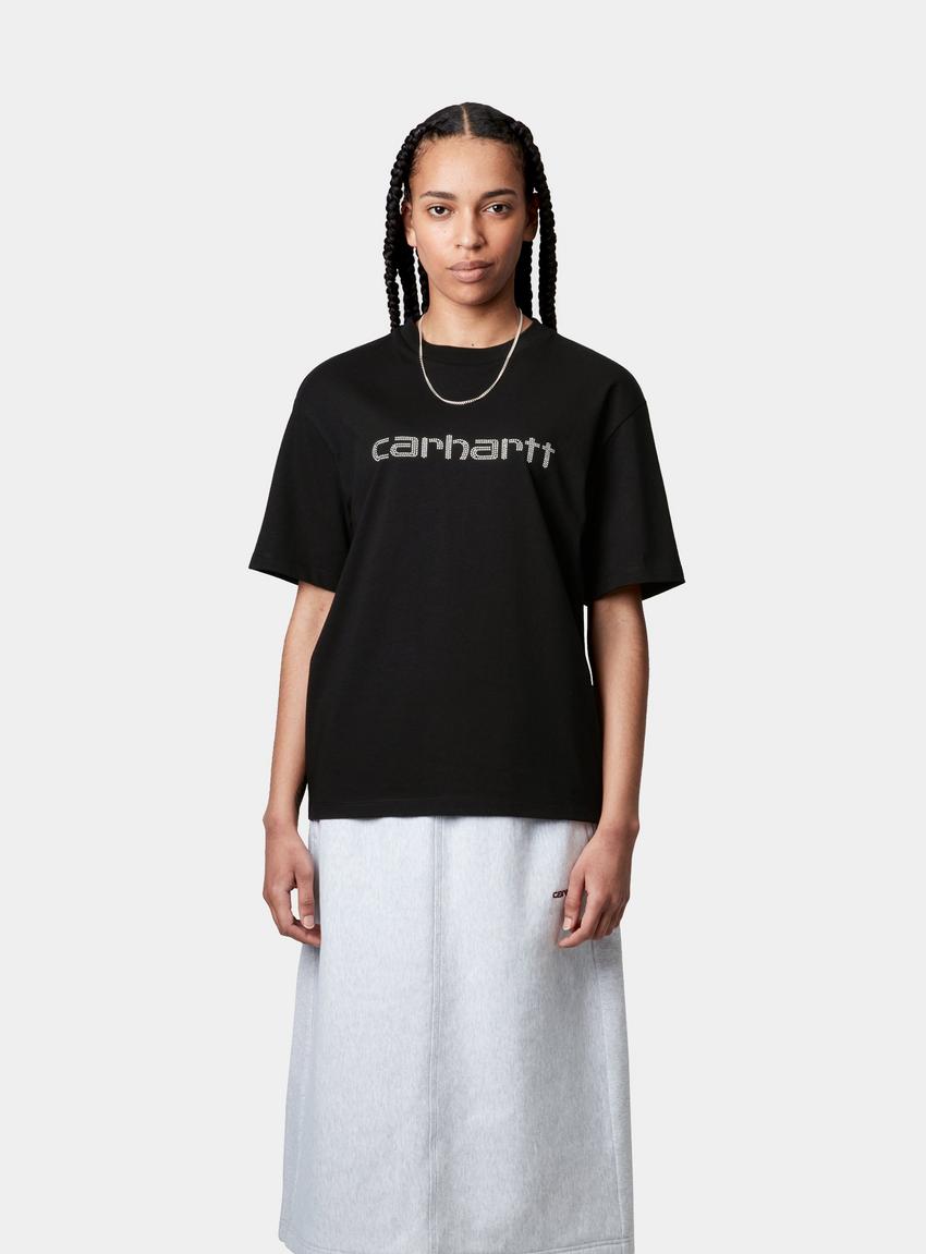 Tシャツ・カットソー CARHARTT S/S RIVET SCRIPT T-SHIRT SA692 Carhartt WIP W' S/S Rivet Script T-Shirt, Black / Silver