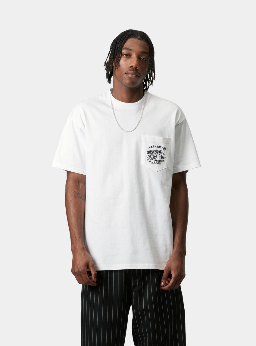 ★ドイツ発*carhartt WIP*新作*Fragments Pocket Tシャツ/D★ Carhartt WIP S/S Fragments Pocket T-Shirt, White / Black
