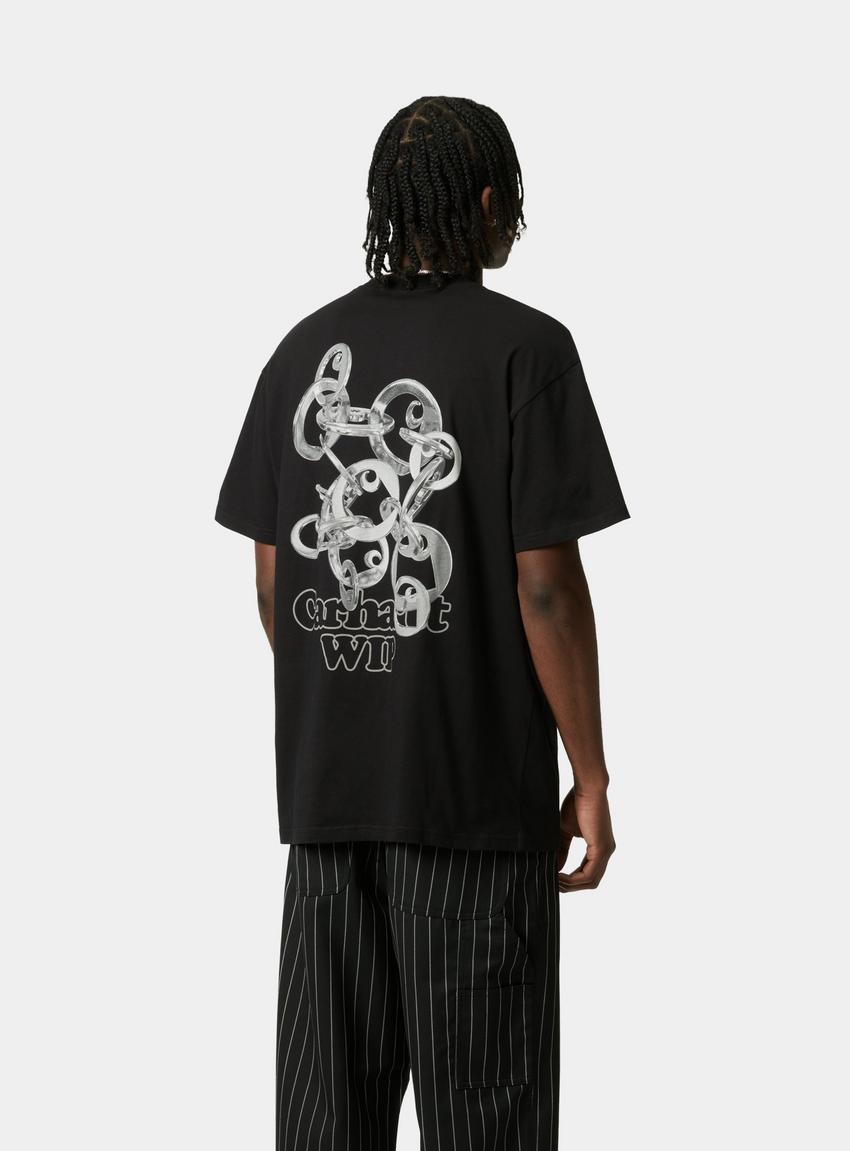 Tシャツ・カットソー CARHARTT S/S LINKED CHARMS T-SHIRT SA691 Carhartt WIP S/S Linked Charms T-Shirt, Black / Silver