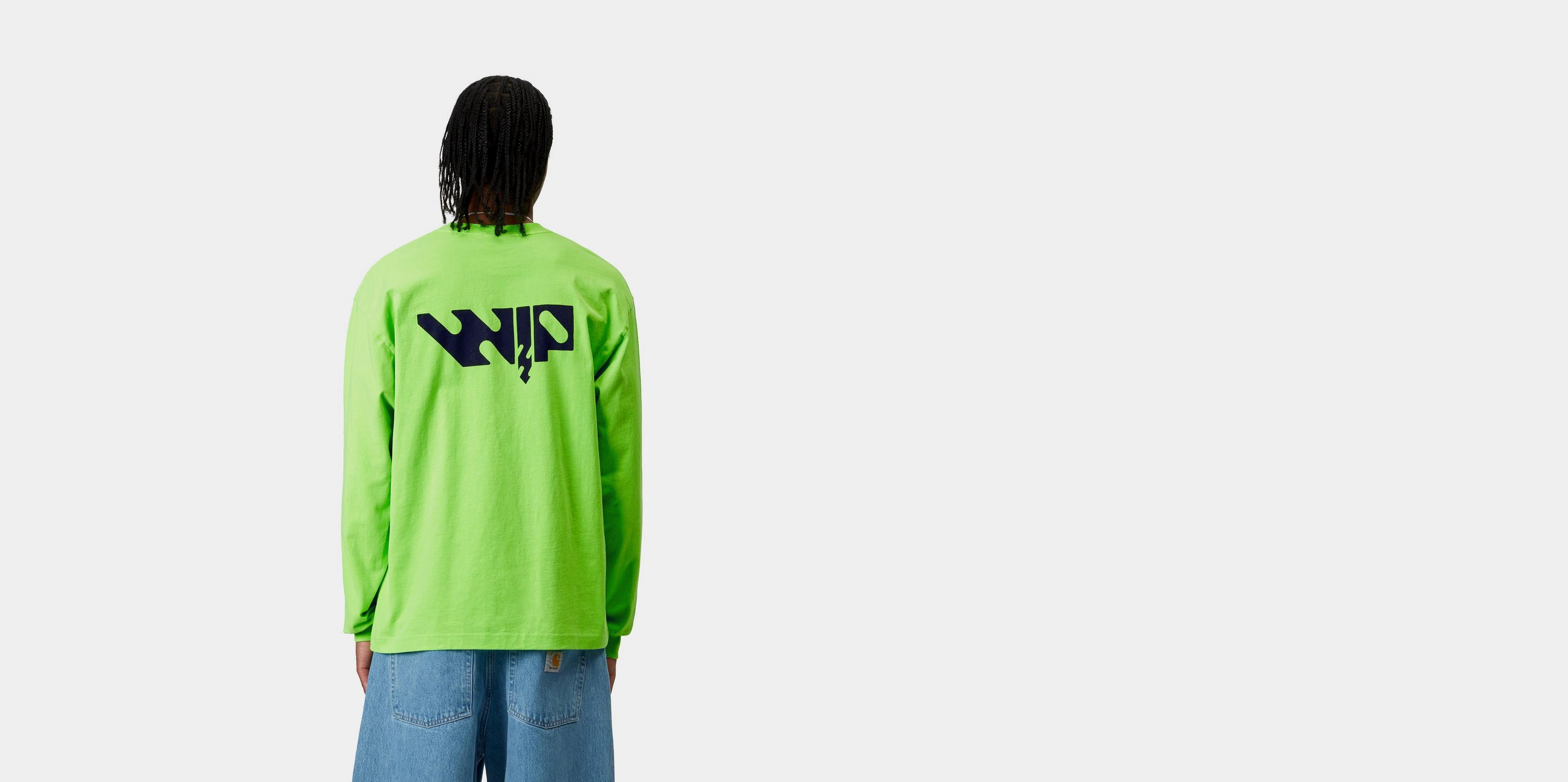 【carhartt】\"L/S Industry\"グラフィックプリントTシャツ/green Carhartt WIP L/S Industry T-Shirt, Lumo Green / Black