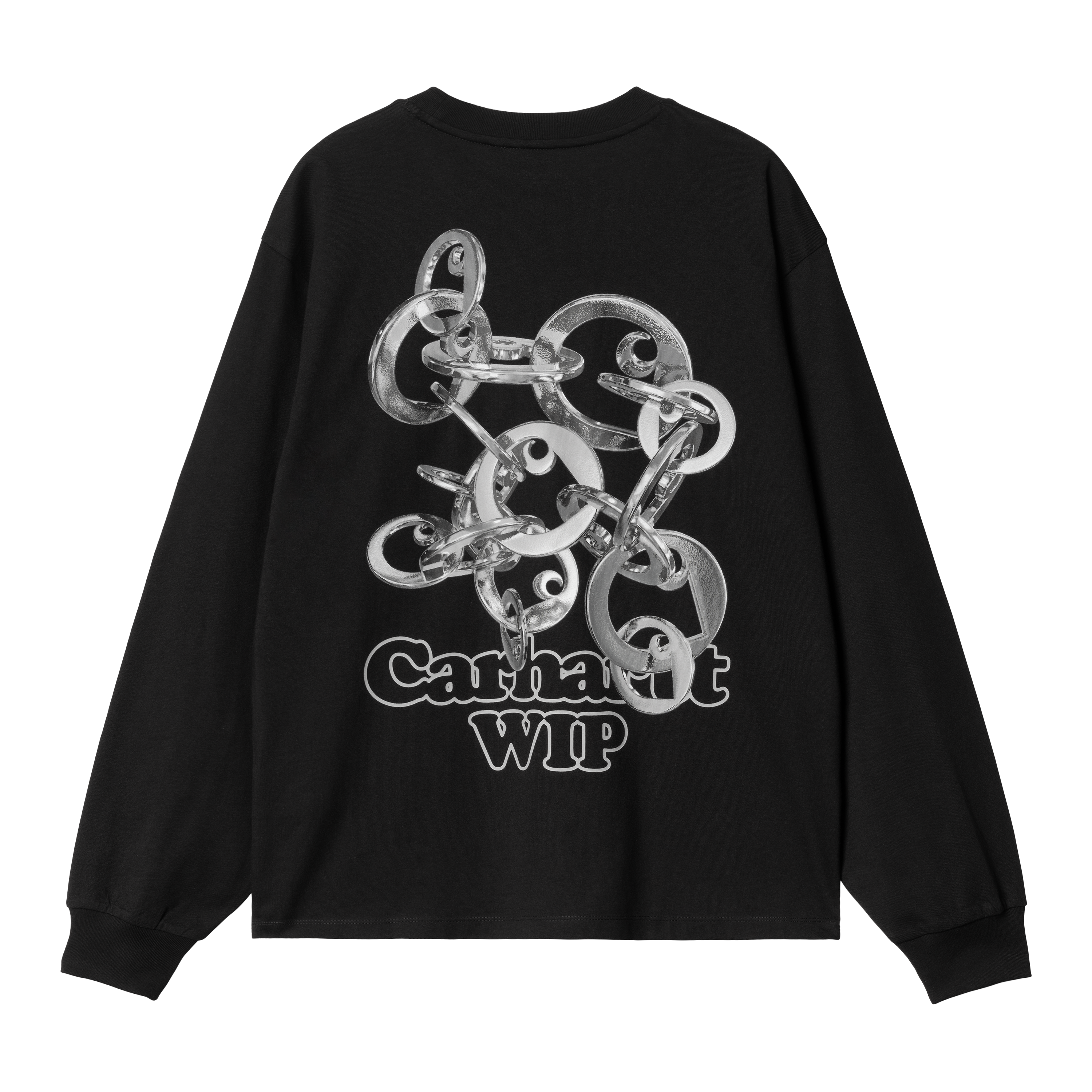 ★ドイツ発*carhartt WIP*新作*Charm Link フーディ/LB★ Carhartt WIP W' L/S Linked Charms T-Shirt, Black / Silver
