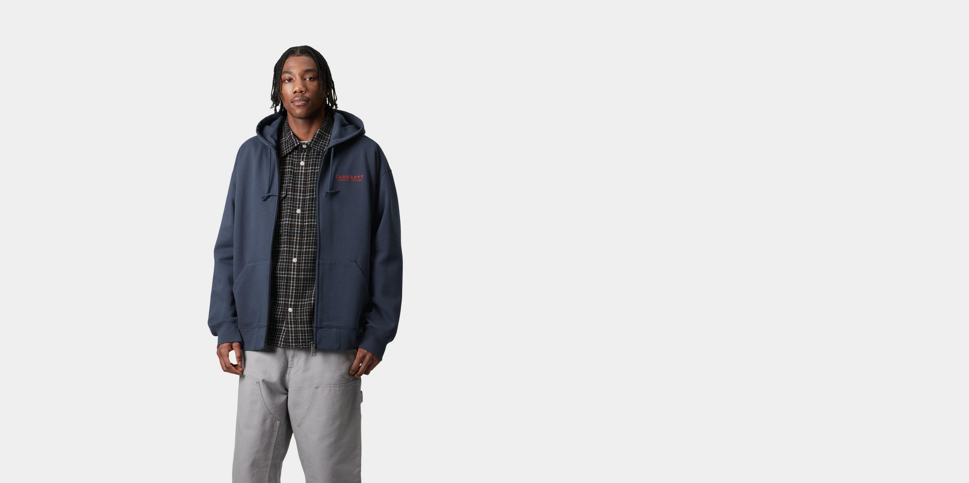 【CARHARTT WIP】HOODED SWEAT JACKET ブルー Carhartt WIP Hooded WIP Sweat Jacket, Dusky Blue | Official