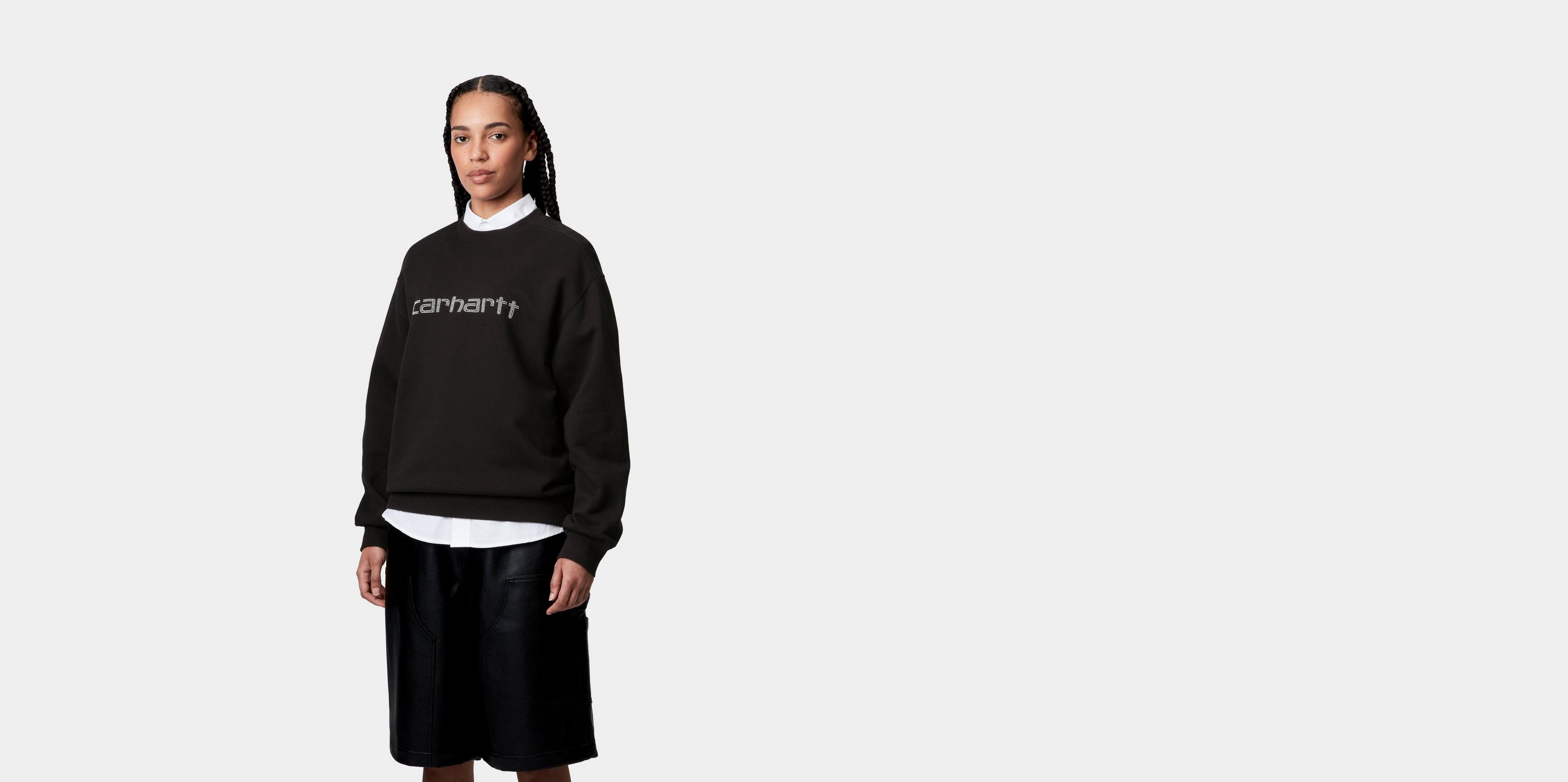 Carhartt WIP W' Rivet Script Sweat, Black / Silver