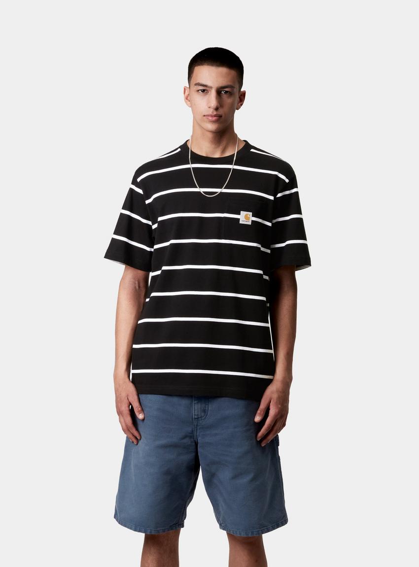 ★ドイツ発*carhartt WIP*新作*S/S Aiken Pocket Tシャツ/DB★ Carhartt WIP S/S Aiken Pocket T-Shirt, Aiken Stripe, Black