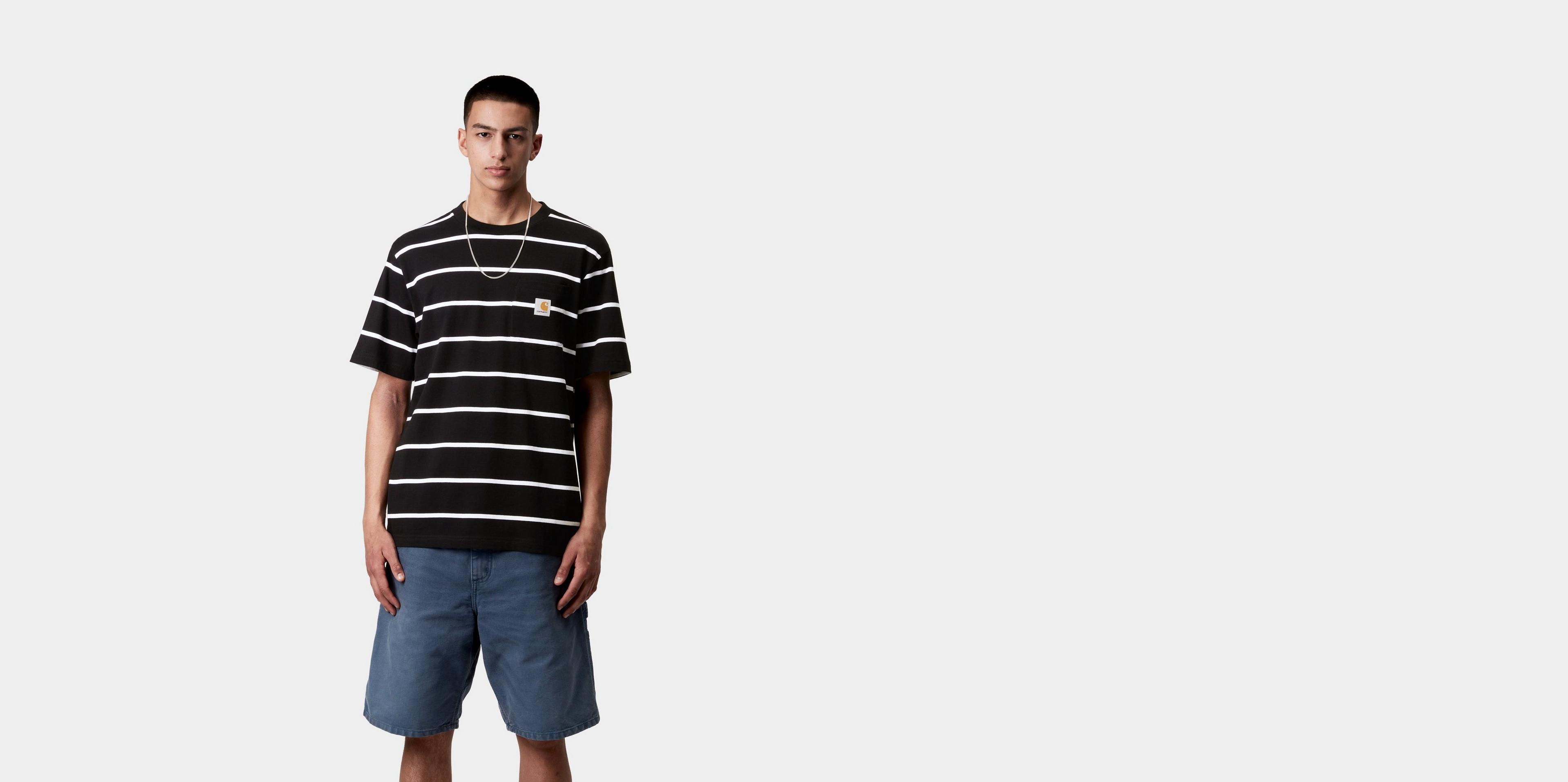 CARHARTT WIP｜ (Aiken Pocket T-shirt (I034487 2PWXX)) Carhartt WIP S/S Aiken Pocket T-Shirt, Aiken Stripe, Black
