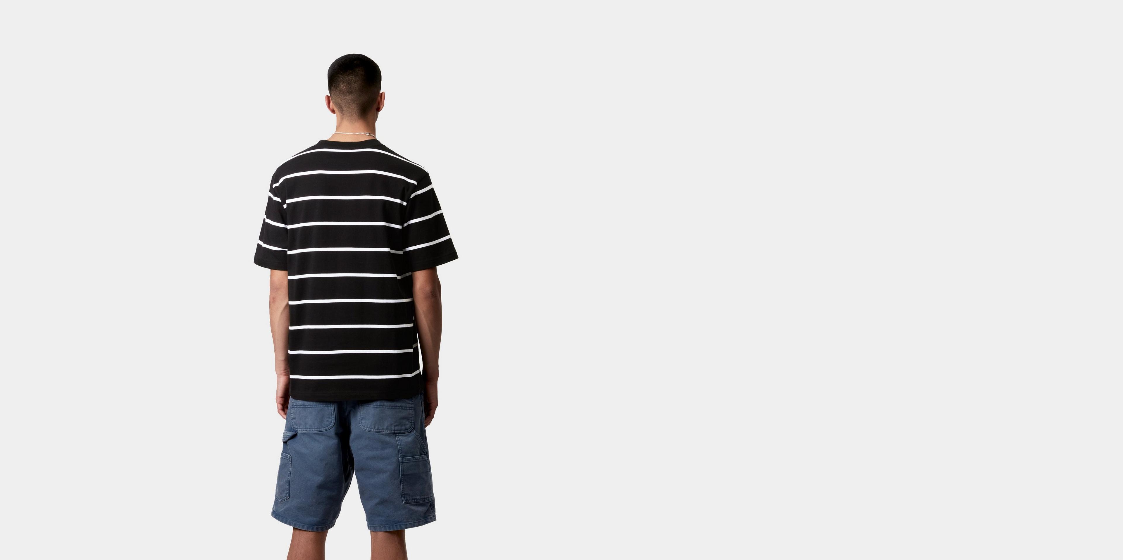 Carhartt WIP S/S Aiken Pocket T-Shirt, Aiken Stripe, Black