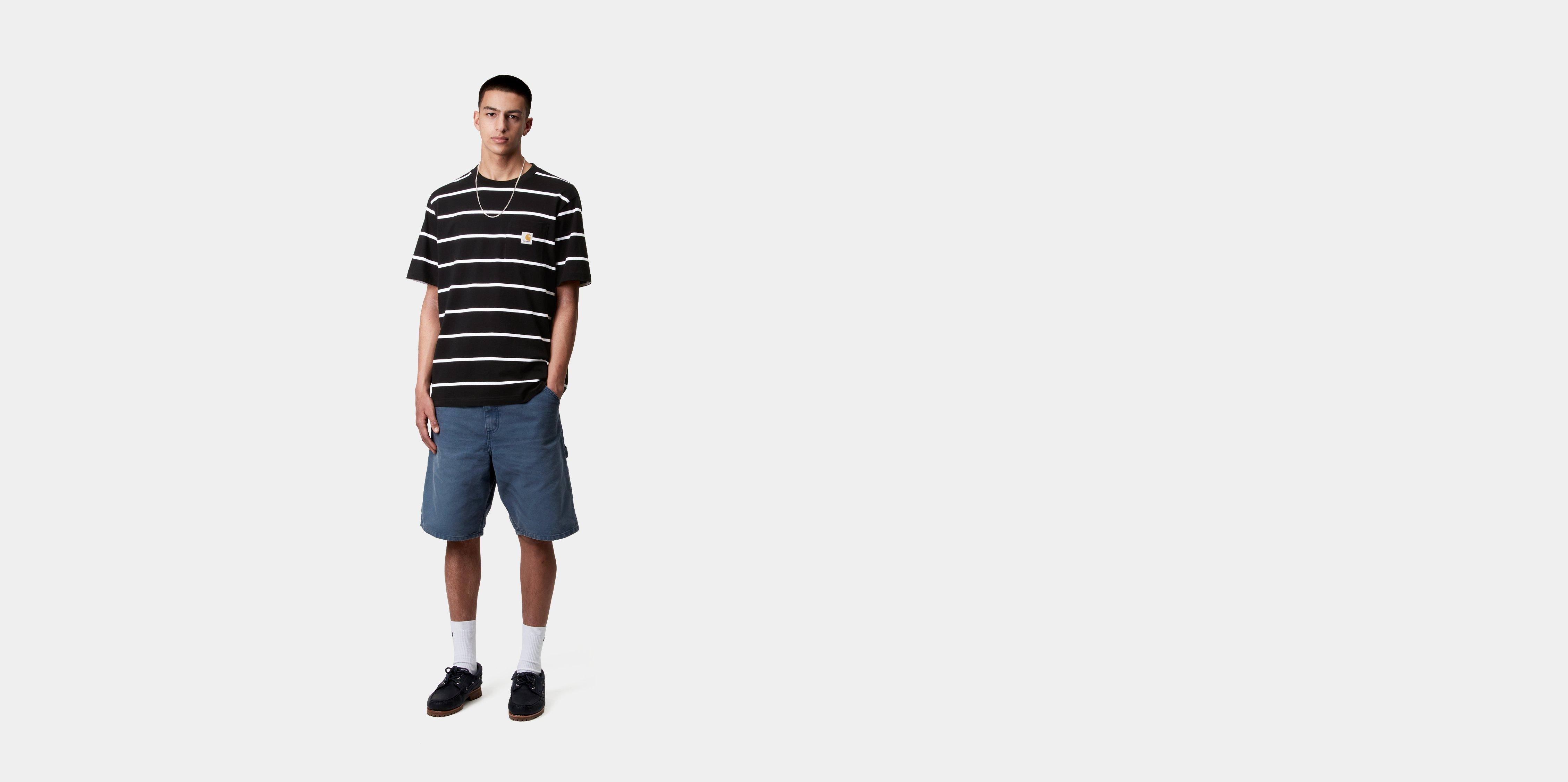Tシャツ・カットソー Carhartt Carhartt Wip Short Sleeves Aiken Pocket T-Shirt Carhartt WIP S/S Aiken Pocket T-Shirt, Aiken Stripe, Black