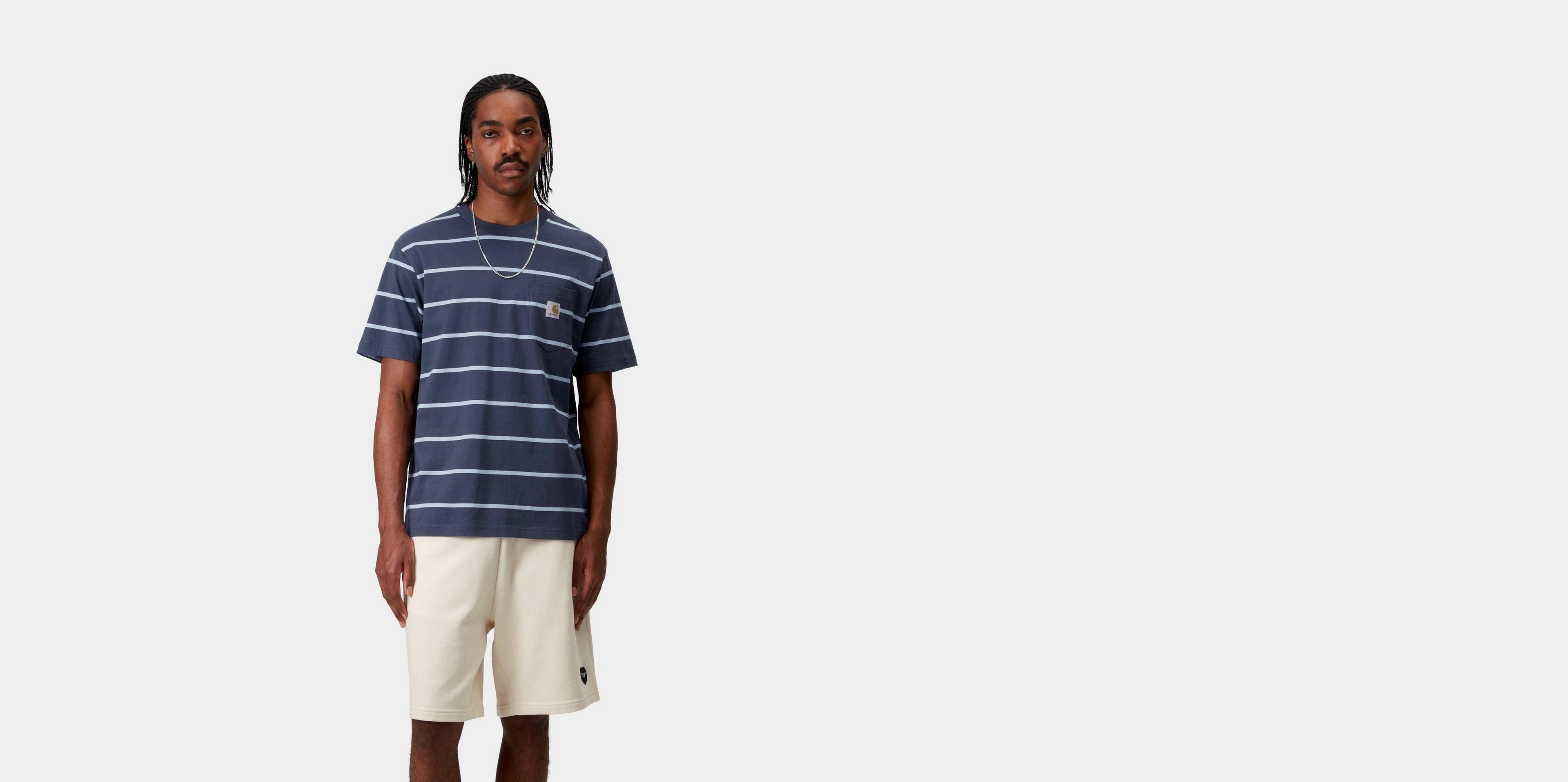 ★ドイツ発*carhartt WIP*新作*S/S Aiken Pocket Tシャツ/DB★ Carhartt WIP S/S Aiken Pocket T-Shirt, Aiken Stripe, Black