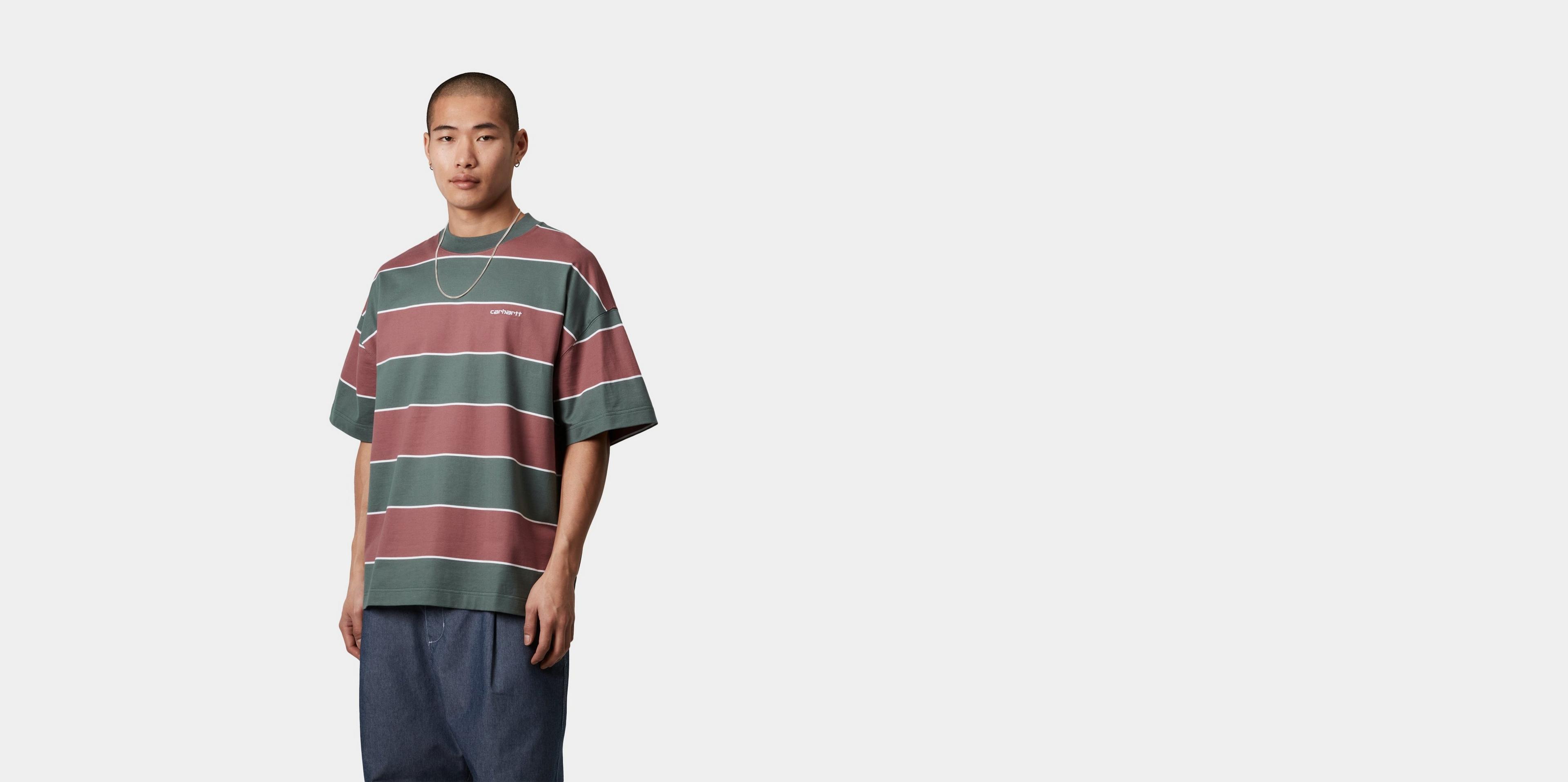Carhartt WIP S/S Quinby T-Shirt, Quinby Stripe, Silver Pine