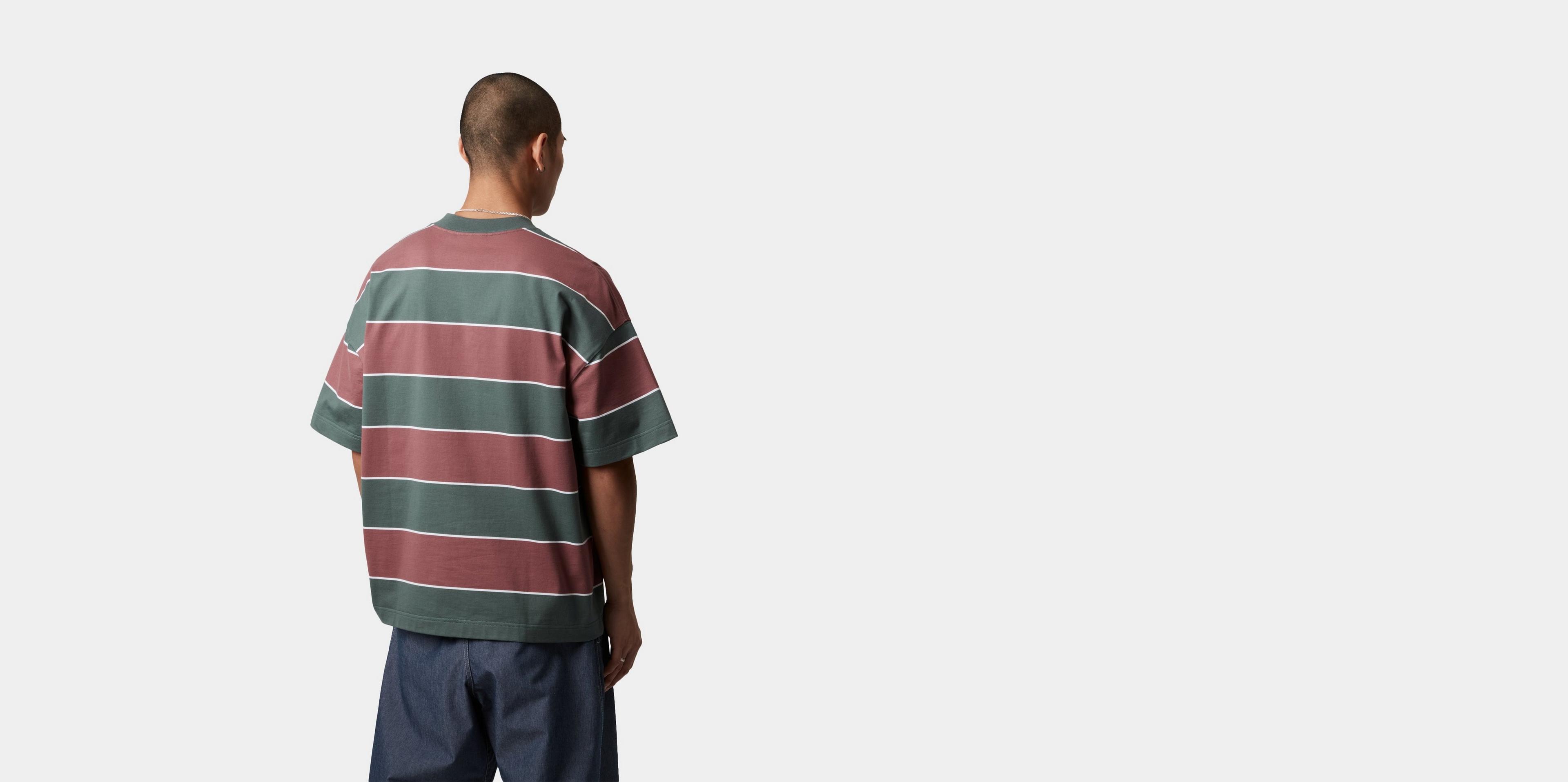 ★ドイツ発*carhartt WIP*新作*Quinby stripe Tシャツ/BLUE★ Carhartt WIP S/S Quinby T-Shirt, Quinby Stripe, Silver Pine